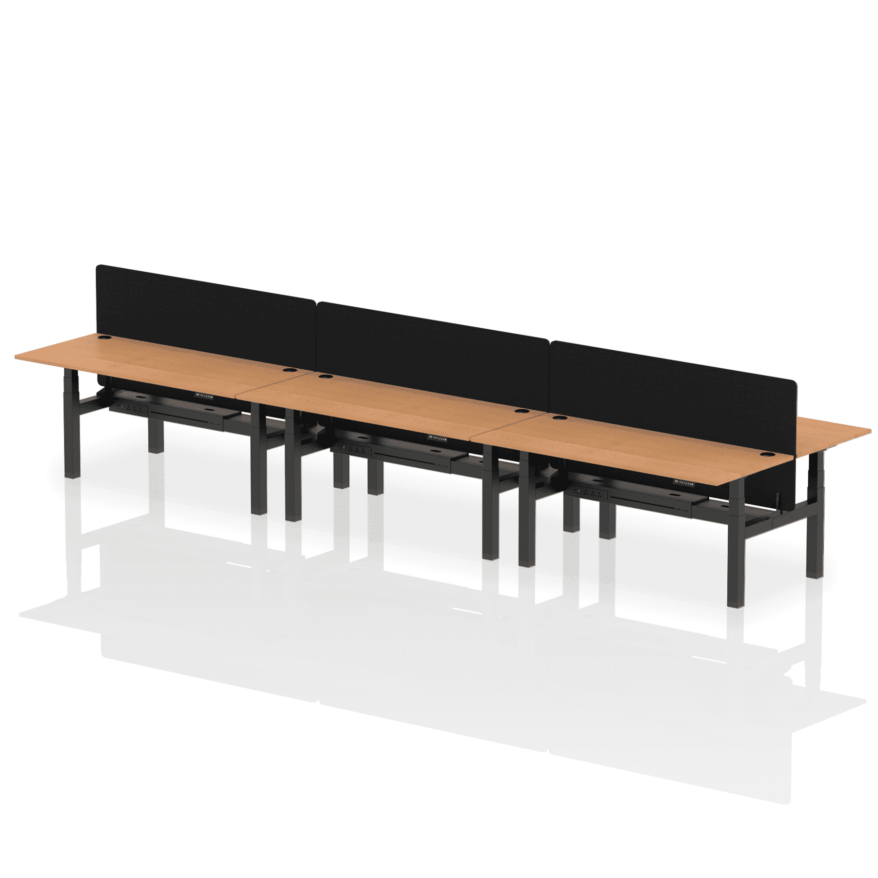 Air Back-to-Back Height Adjustable Bench Desk - 6 Person with Black Straight Screen - Image 64