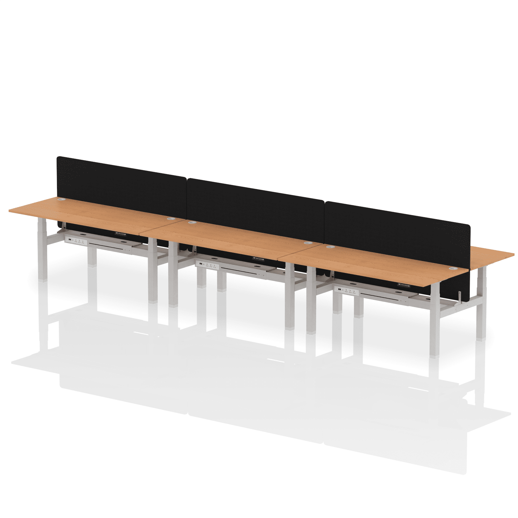 Air Back-to-Back Height Adjustable Bench Desk - 6 Person with Black Straight Screen - Image 65