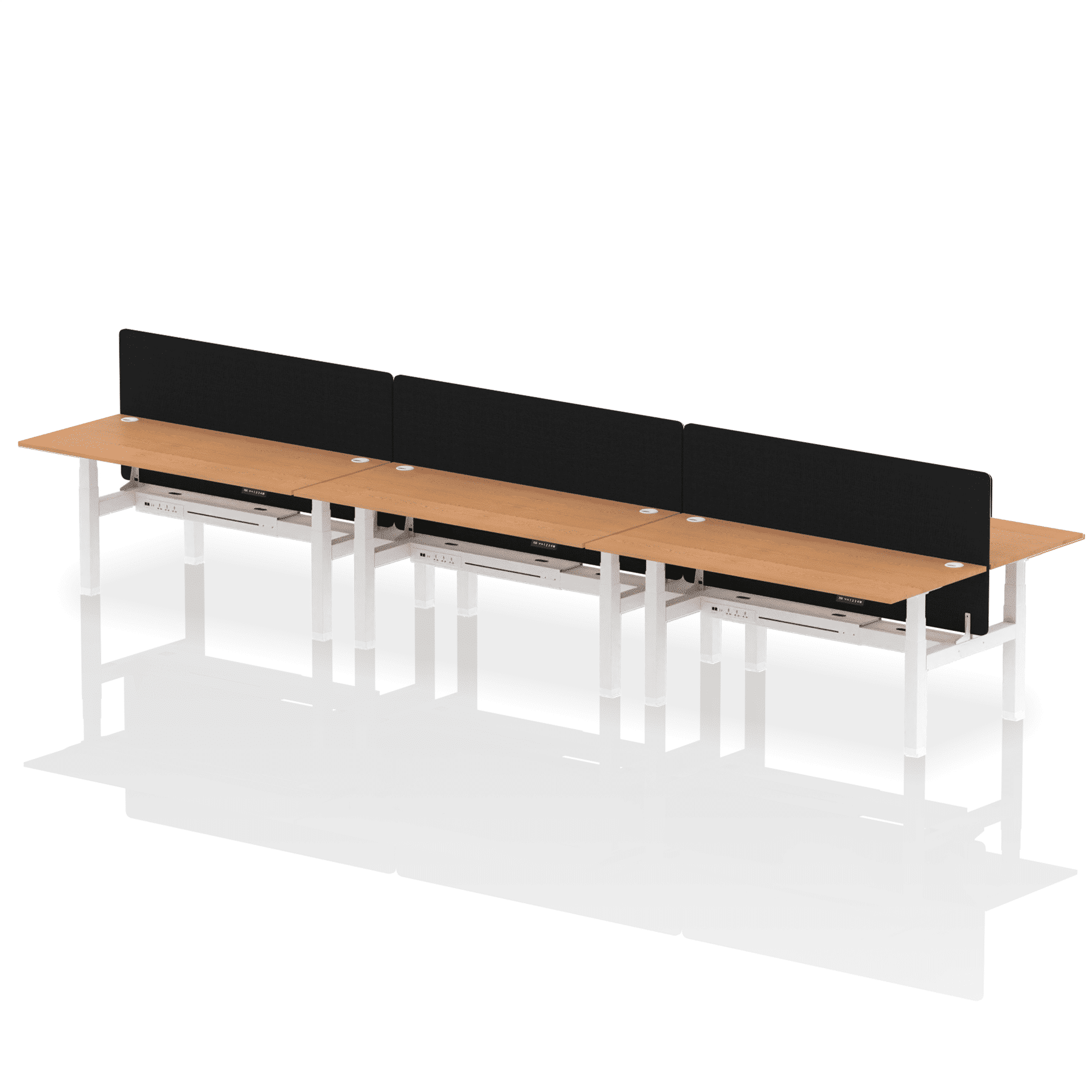 Air Back-to-Back Height Adjustable Bench Desk - 6 Person with Black Straight Screen - Image 66