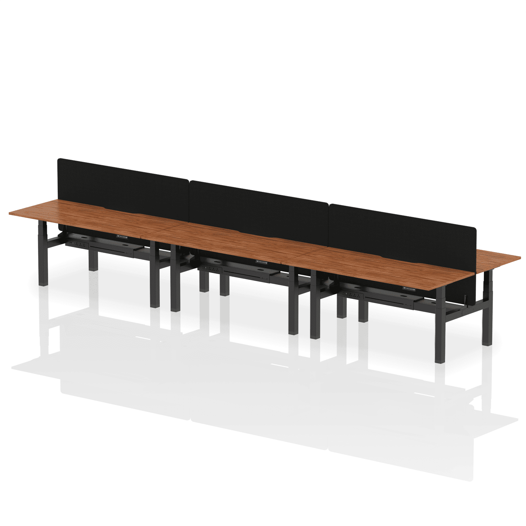 Air Back-to-Back Scalloped Edge Height Adjustable Bench Desk - 6 Person with Black Straight Screen - Image 67
