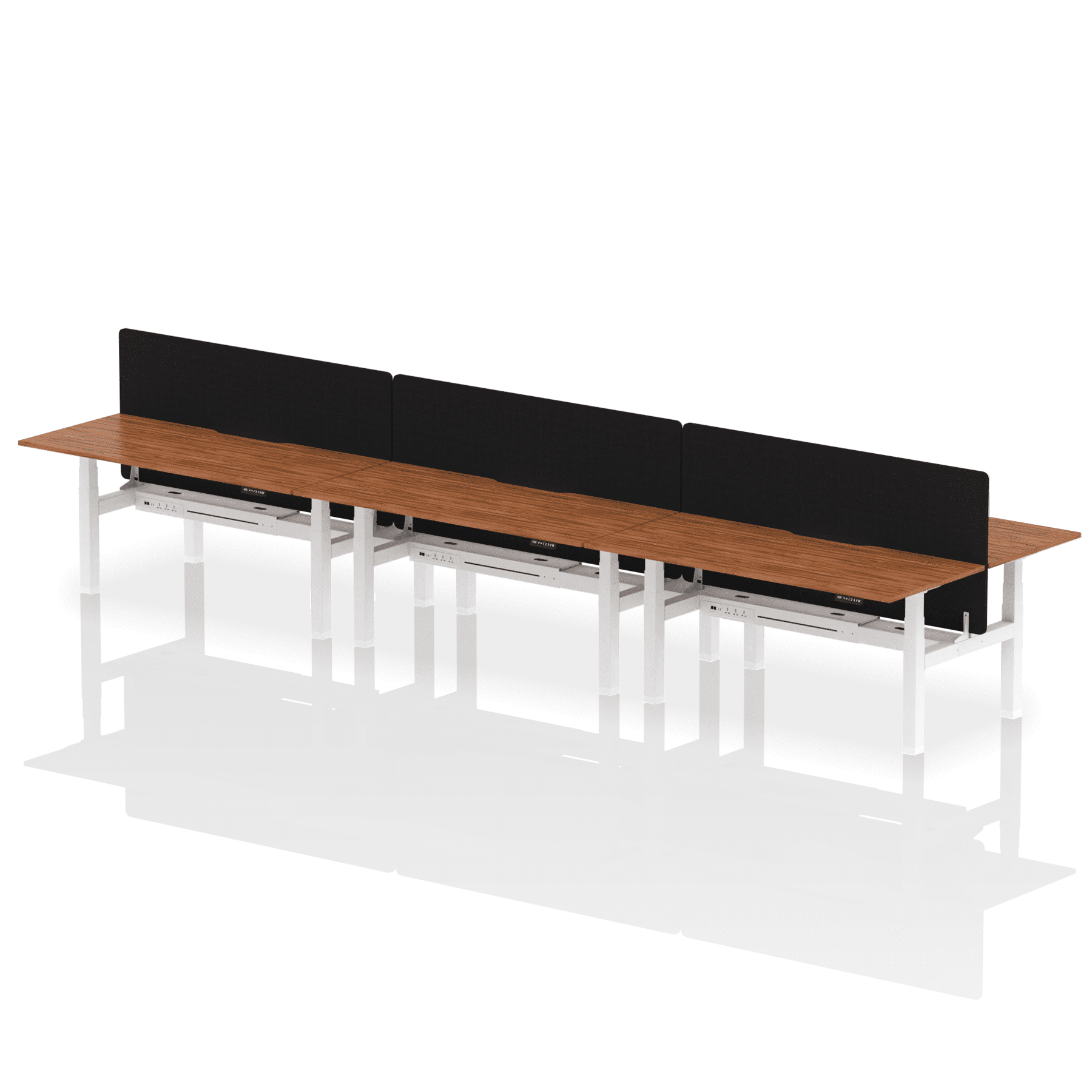 Air Back-to-Back Scalloped Edge Height Adjustable Bench Desk - 6 Person with Black Straight Screen - Image 69