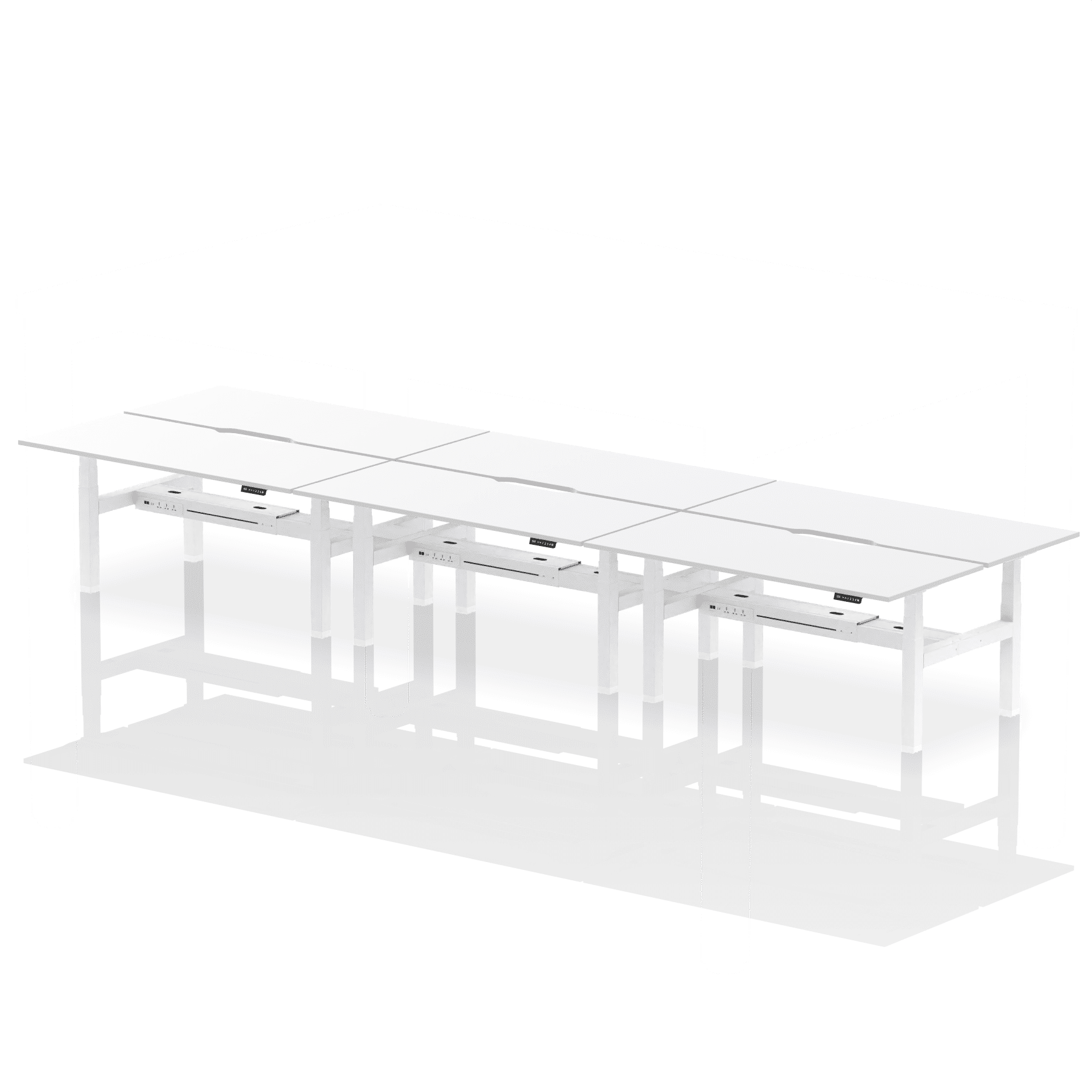 Air Back-to-Back Scalloped Edge Height Adjustable Bench Desk - 6 Person - Image 72