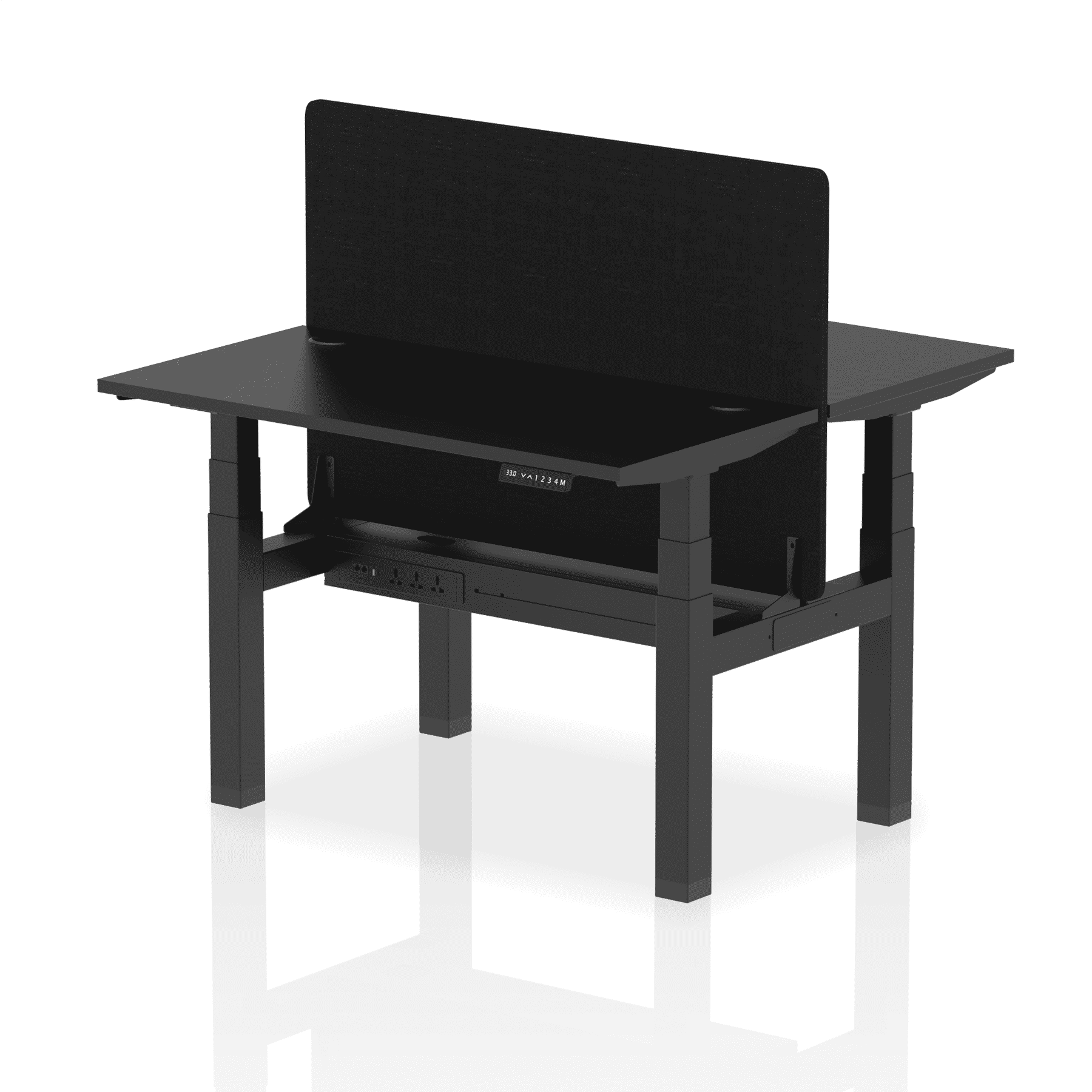 Air Back-to-Back Slimline Height Adjustable Bench Desk - 2 Person with Black Straight Screen - Image 73