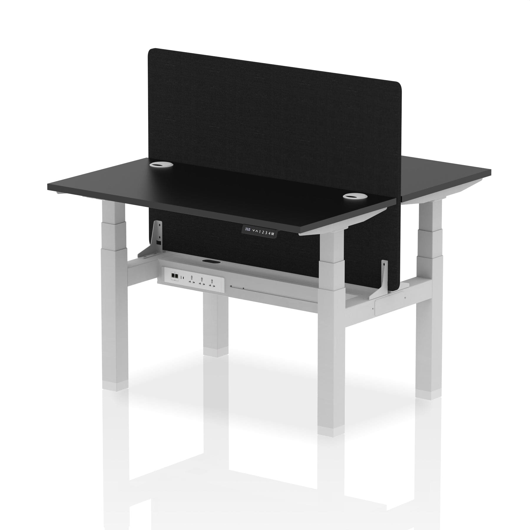 Air Back-to-Back Slimline Height Adjustable Bench Desk - 2 Person with Black Straight Screen - Image 74