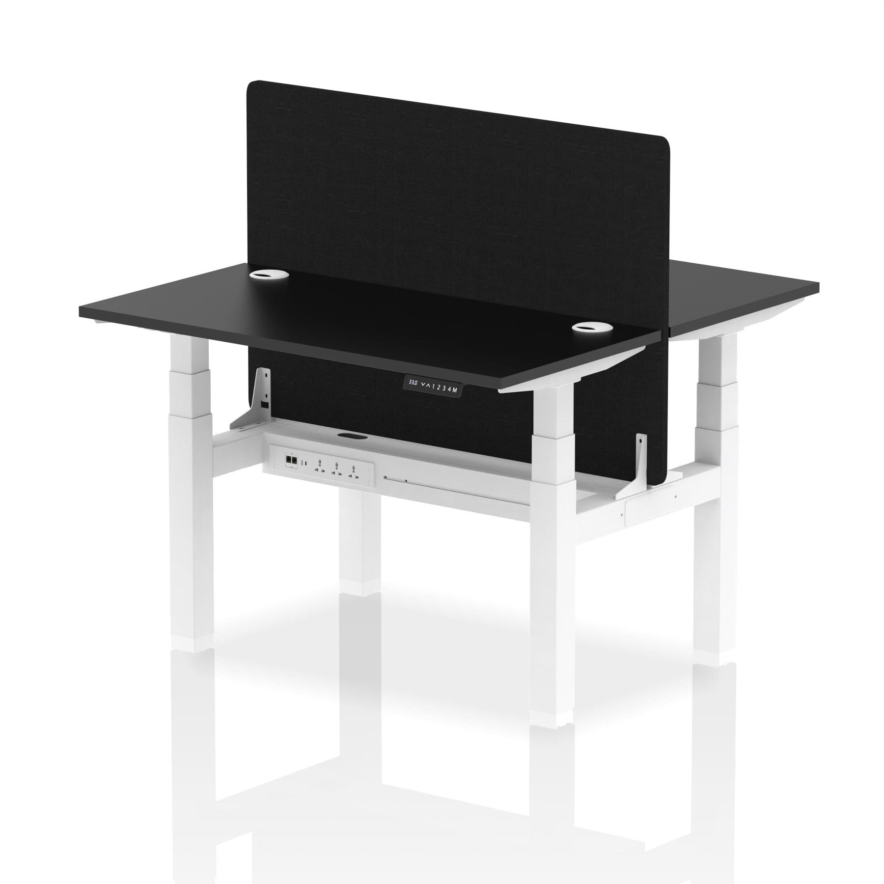 Air Back-to-Back Slimline Height Adjustable Bench Desk - 2 Person with Black Straight Screen - Image 75