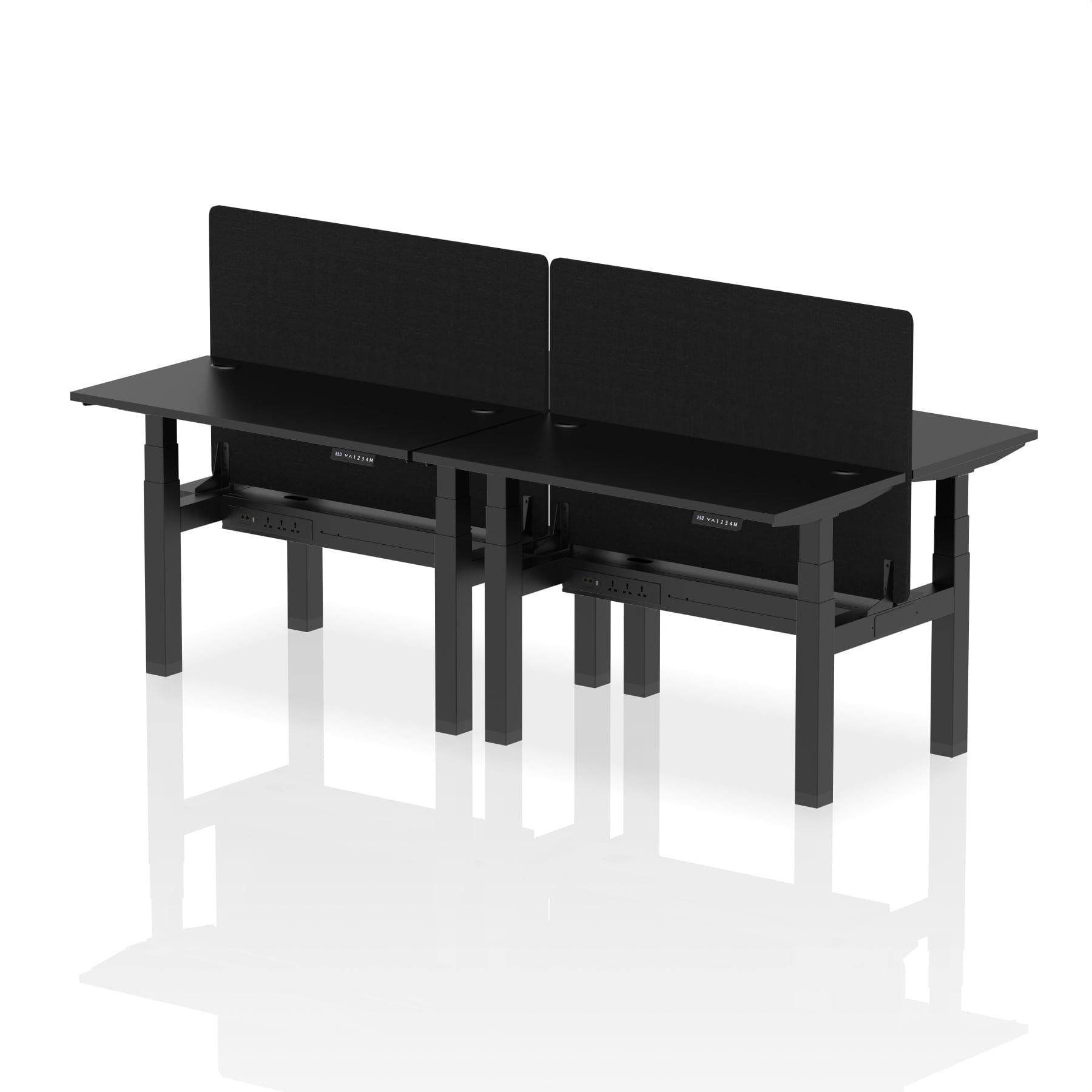 Air Back-to-Back Slimline Height Adjustable Bench Desk - 4 Person with Black Straight Screen - Image 73