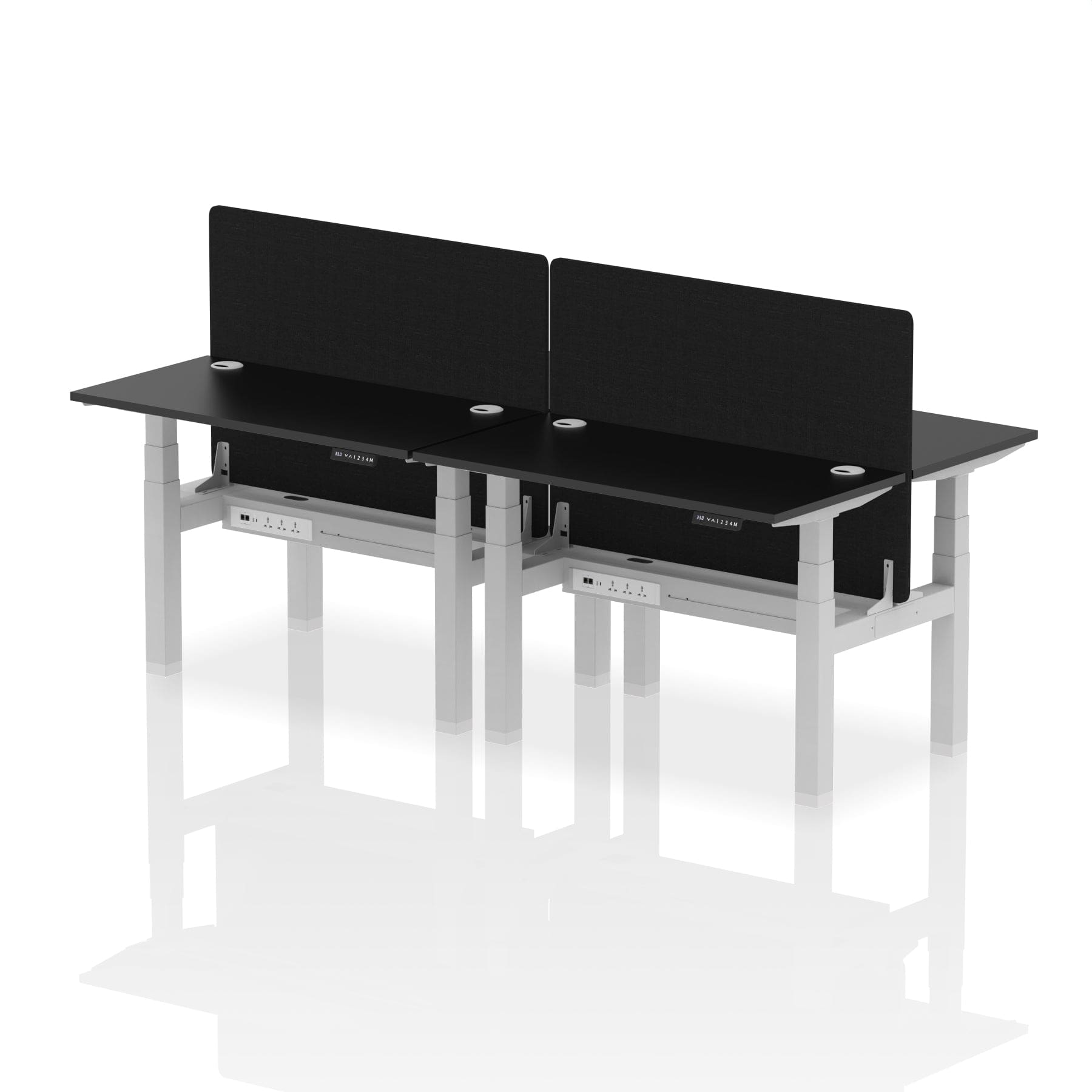Air Back-to-Back Slimline Height Adjustable Bench Desk - 4 Person with Black Straight Screen - Image 74