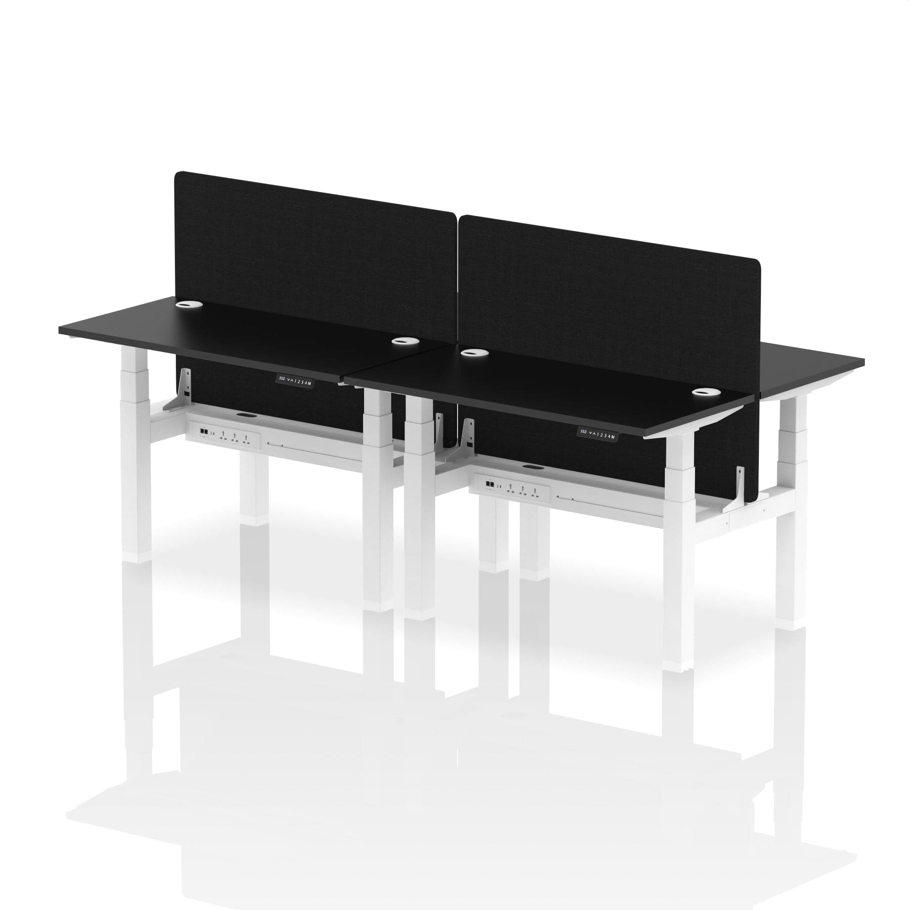 Air Back-to-Back Slimline Height Adjustable Bench Desk - 4 Person with Black Straight Screen - Image 75