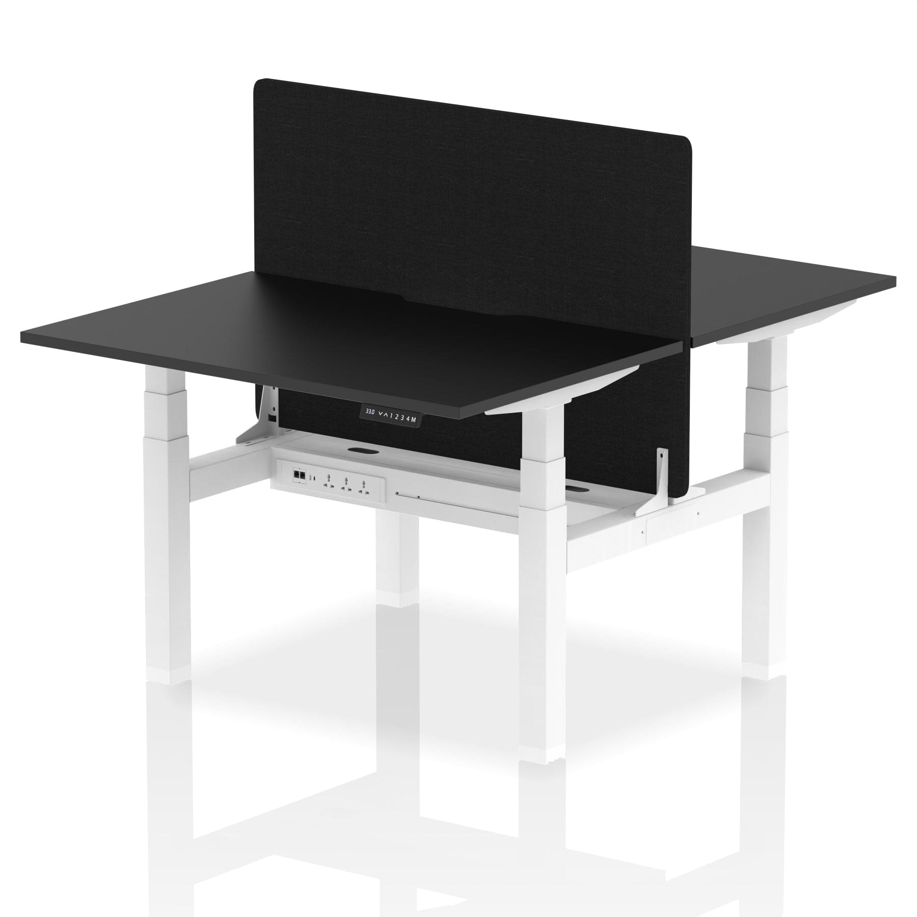 Air Back-to-Back Scalloped Edge Height Adjustable Bench Desk - 2 Person with Black Straight Screen - Image 74