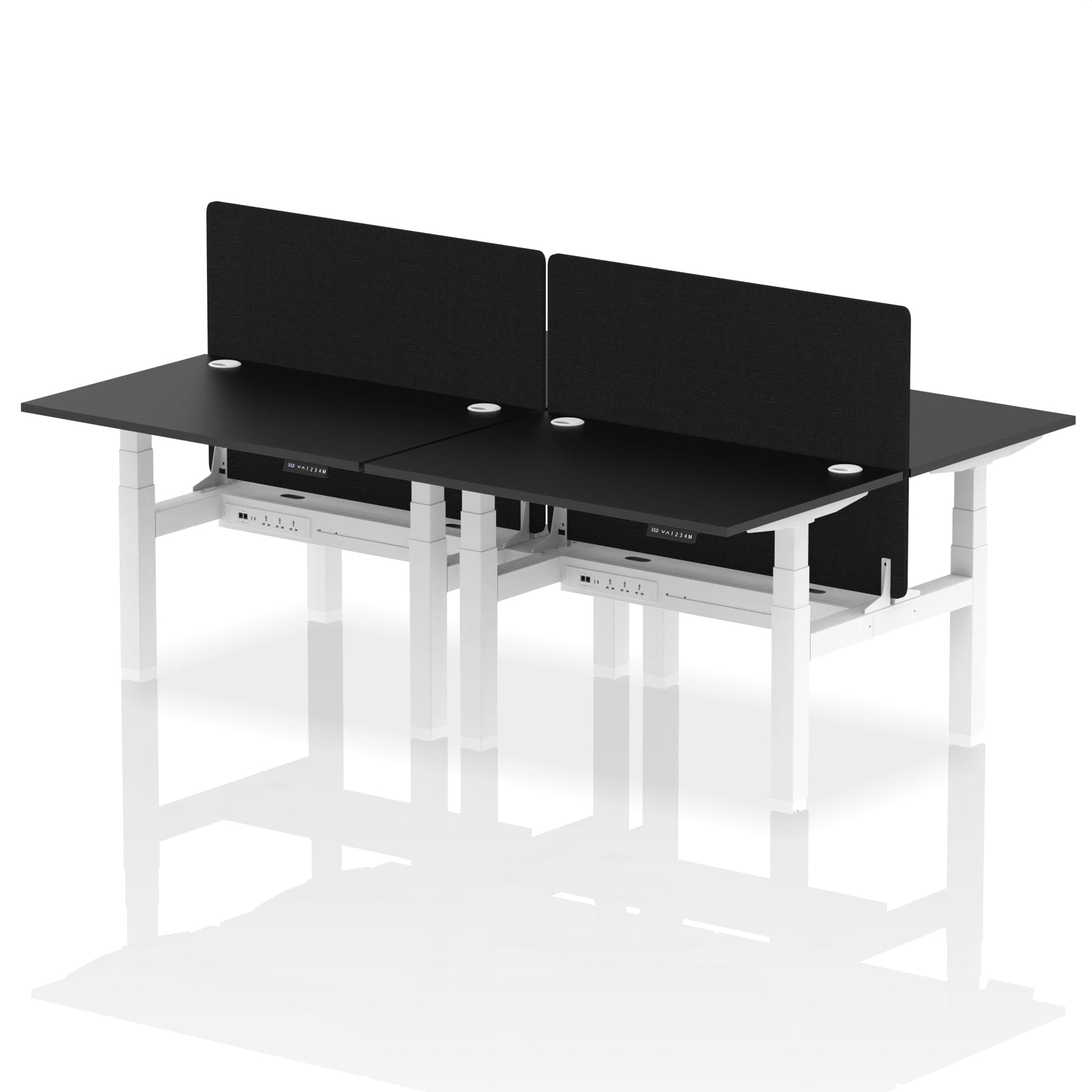 Air Back-to-Back Height Adjustable Bench Desk - 4 Person with Black Straight Screen - Image 75