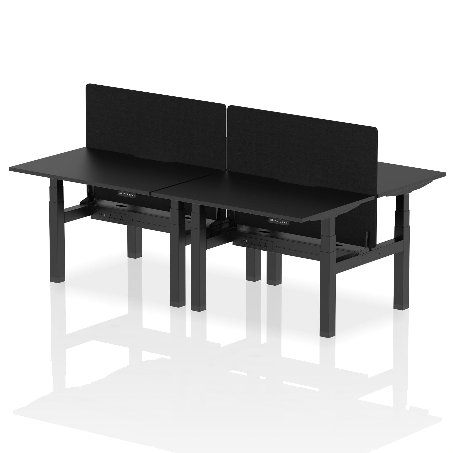 Air Back-to-Back Scalloped Edge Height Adjustable Bench Desk - 4 Person with Black Straight Screen - Image 73