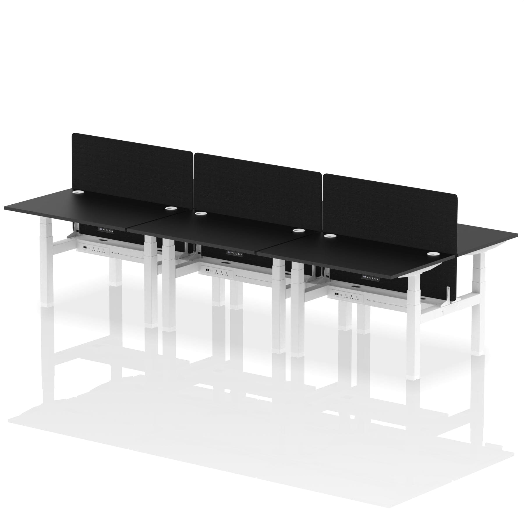 Air Back-to-Back Height Adjustable Bench Desk - 6 Person with Black Straight Screen - Image 75