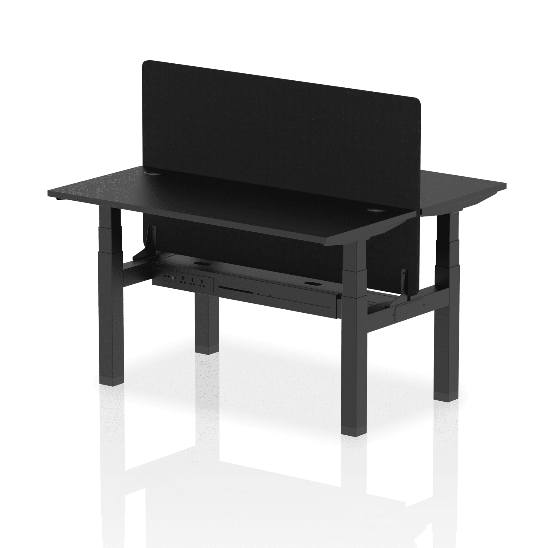 Air Back-to-Back Slimline Height Adjustable Bench Desk - 2 Person with Black Straight Screen - Image 76