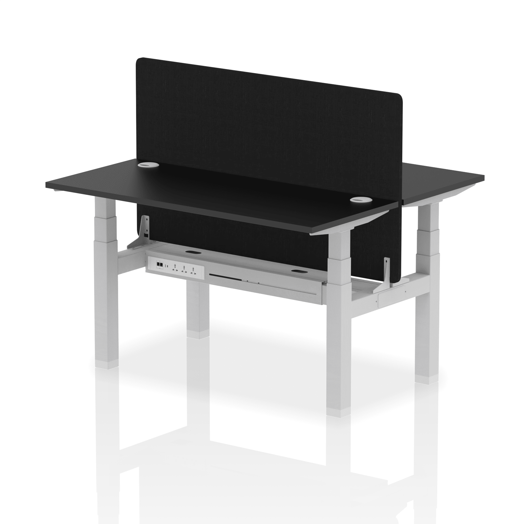 Air Back-to-Back Slimline Height Adjustable Bench Desk - 2 Person with Black Straight Screen - Image 77