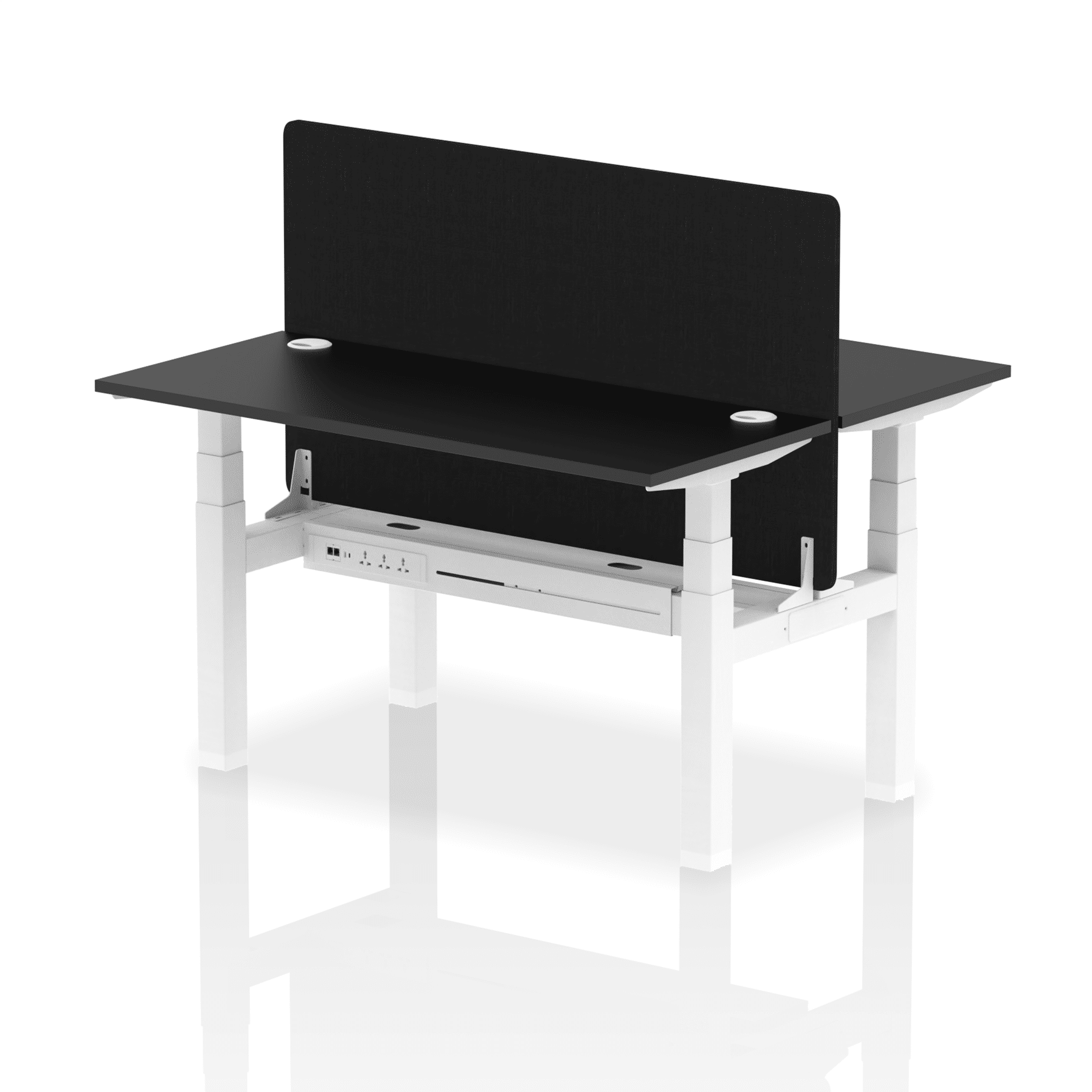 Air Back-to-Back Slimline Height Adjustable Bench Desk - 2 Person with Black Straight Screen - Image 78