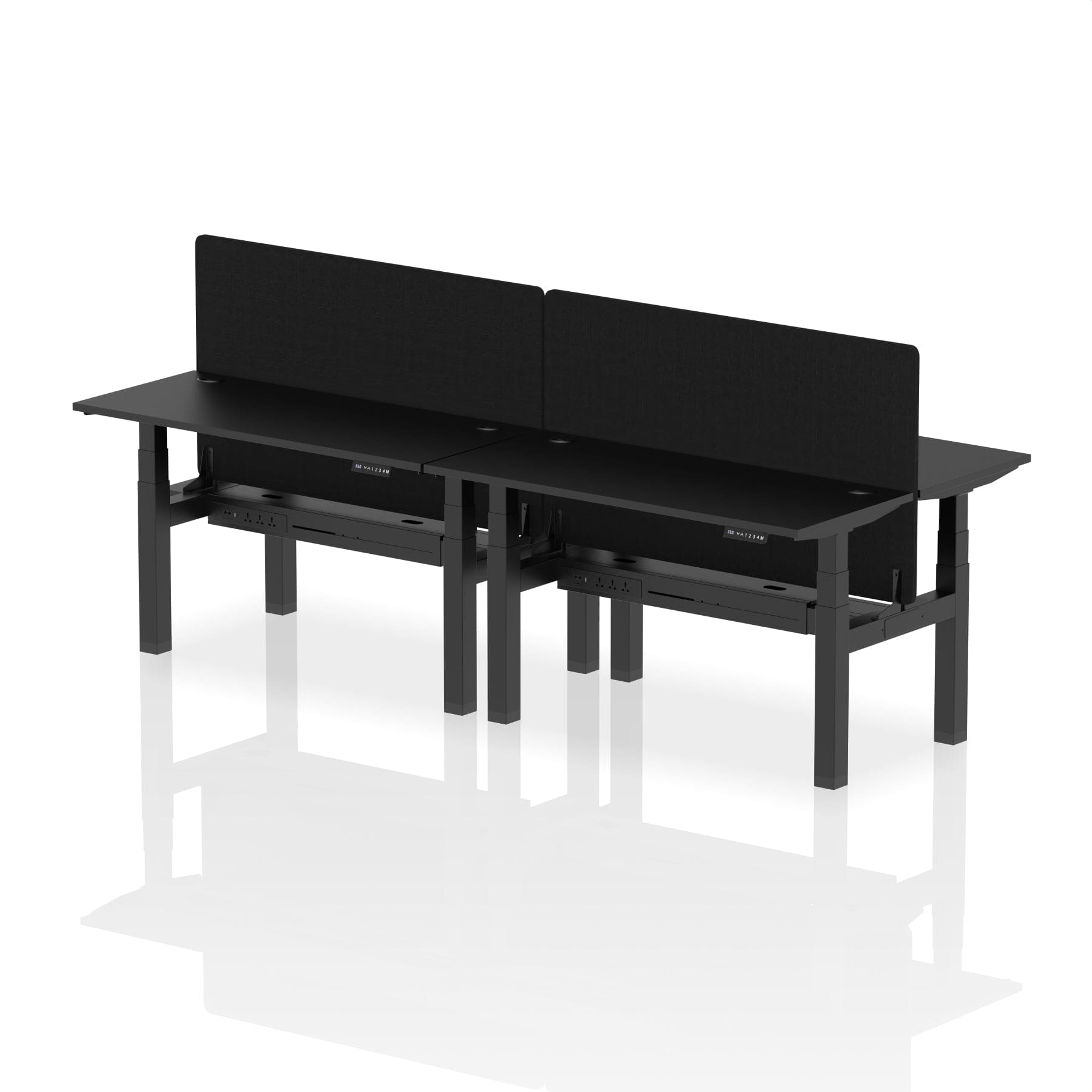 Air Back-to-Back Slimline Height Adjustable Bench Desk - 4 Person with Black Straight Screen - Image 76