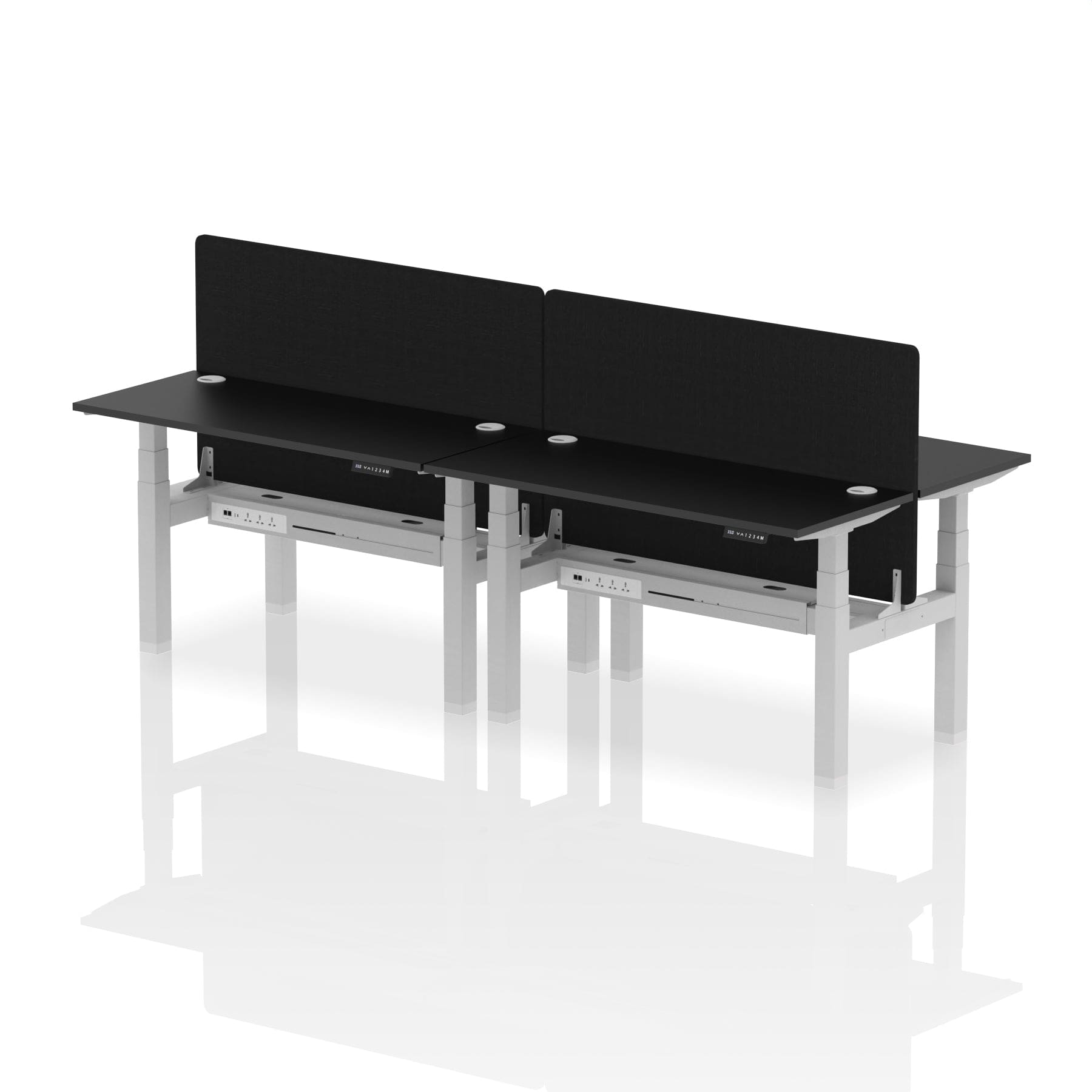 Air Back-to-Back Slimline Height Adjustable Bench Desk - 4 Person with Black Straight Screen - Image 77