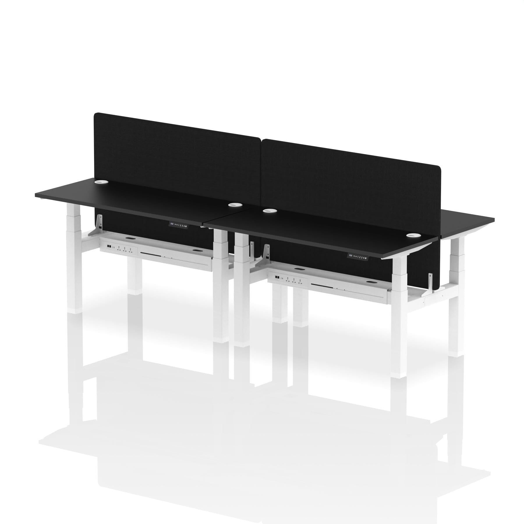 Air Back-to-Back Slimline Height Adjustable Bench Desk - 4 Person with Black Straight Screen - Image 78