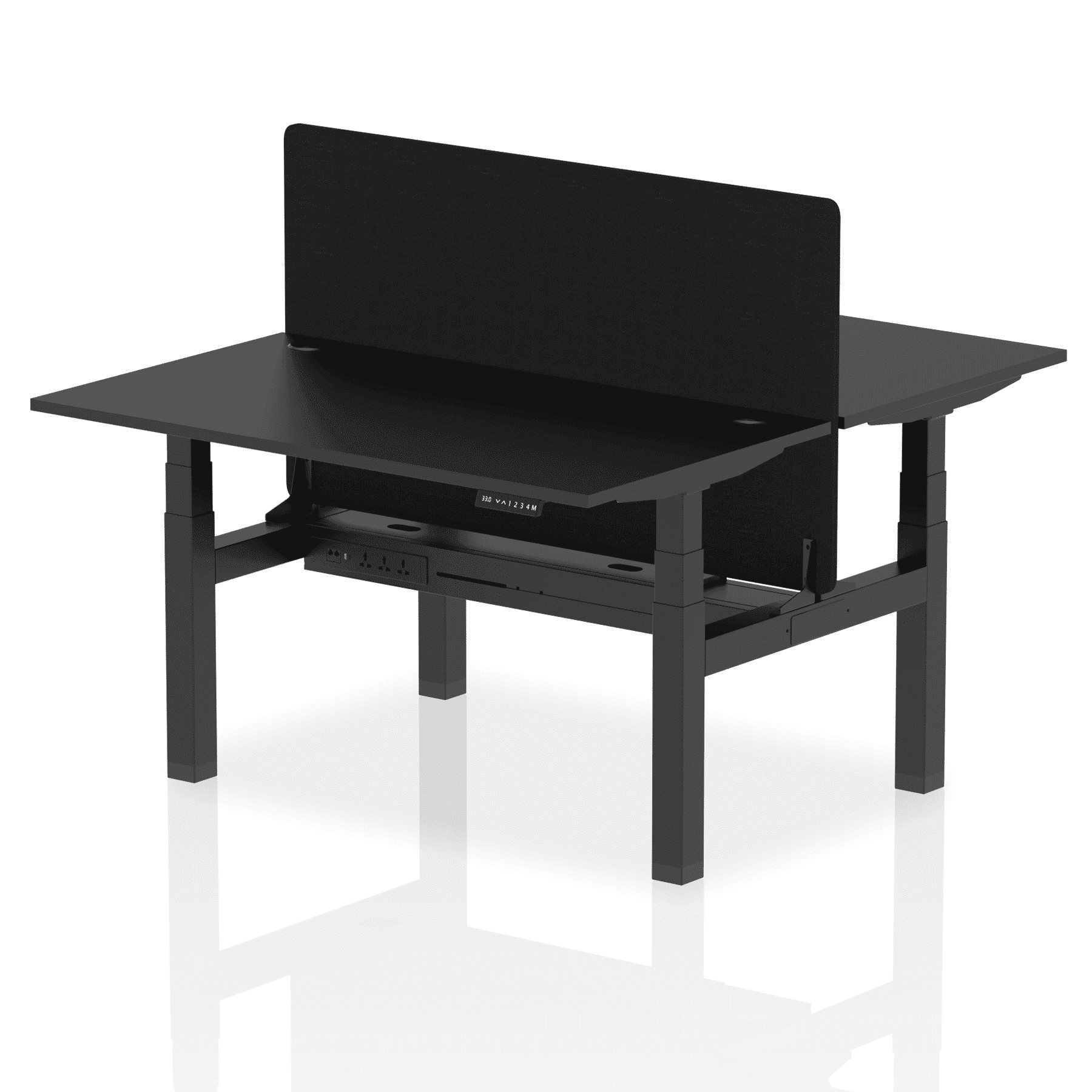 Air Back-to-Back Height Adjustable Bench Desk - 2 Person with Black Straight Screen - Image 76