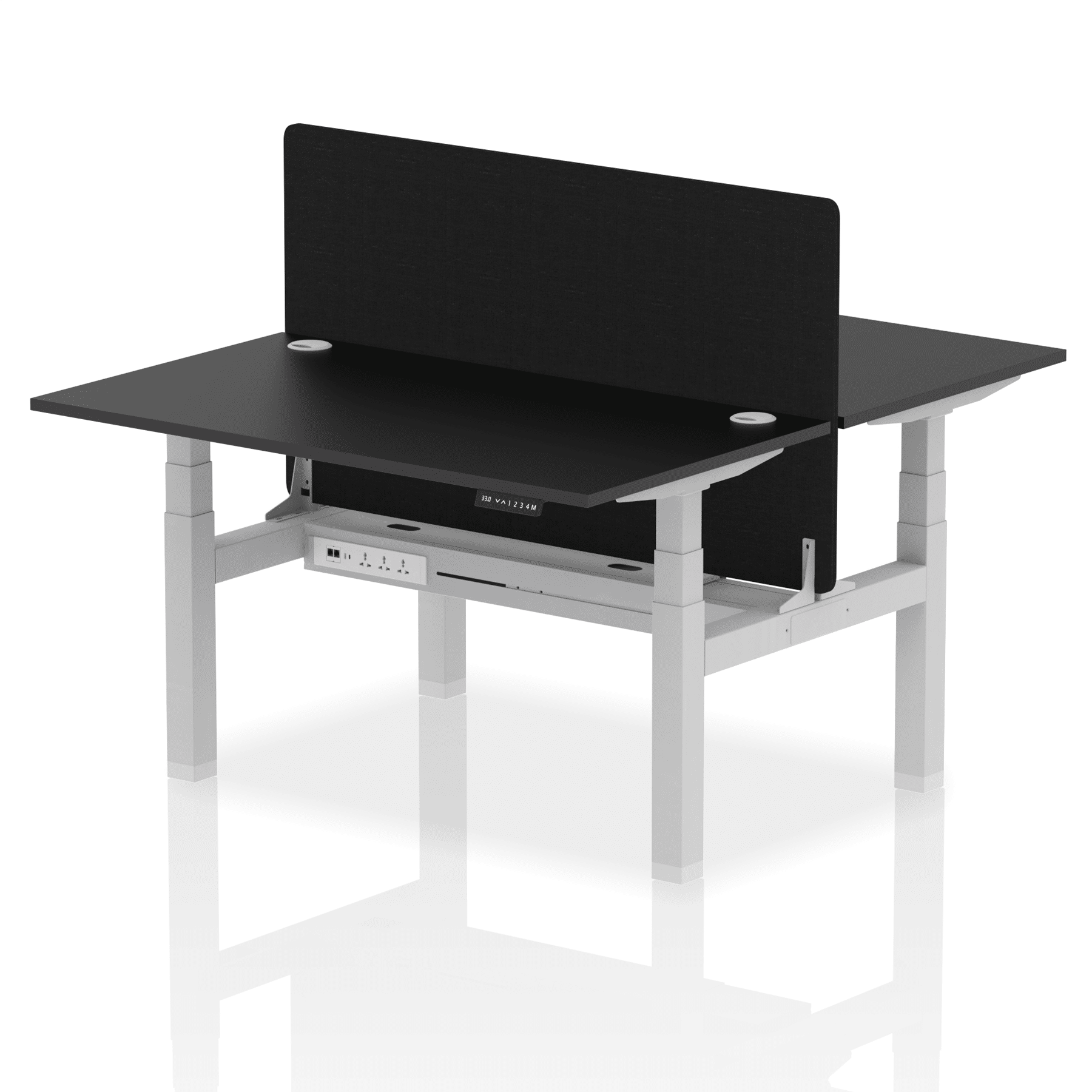 Air Back-to-Back Height Adjustable Bench Desk - 2 Person with Black Straight Screen - Image 77