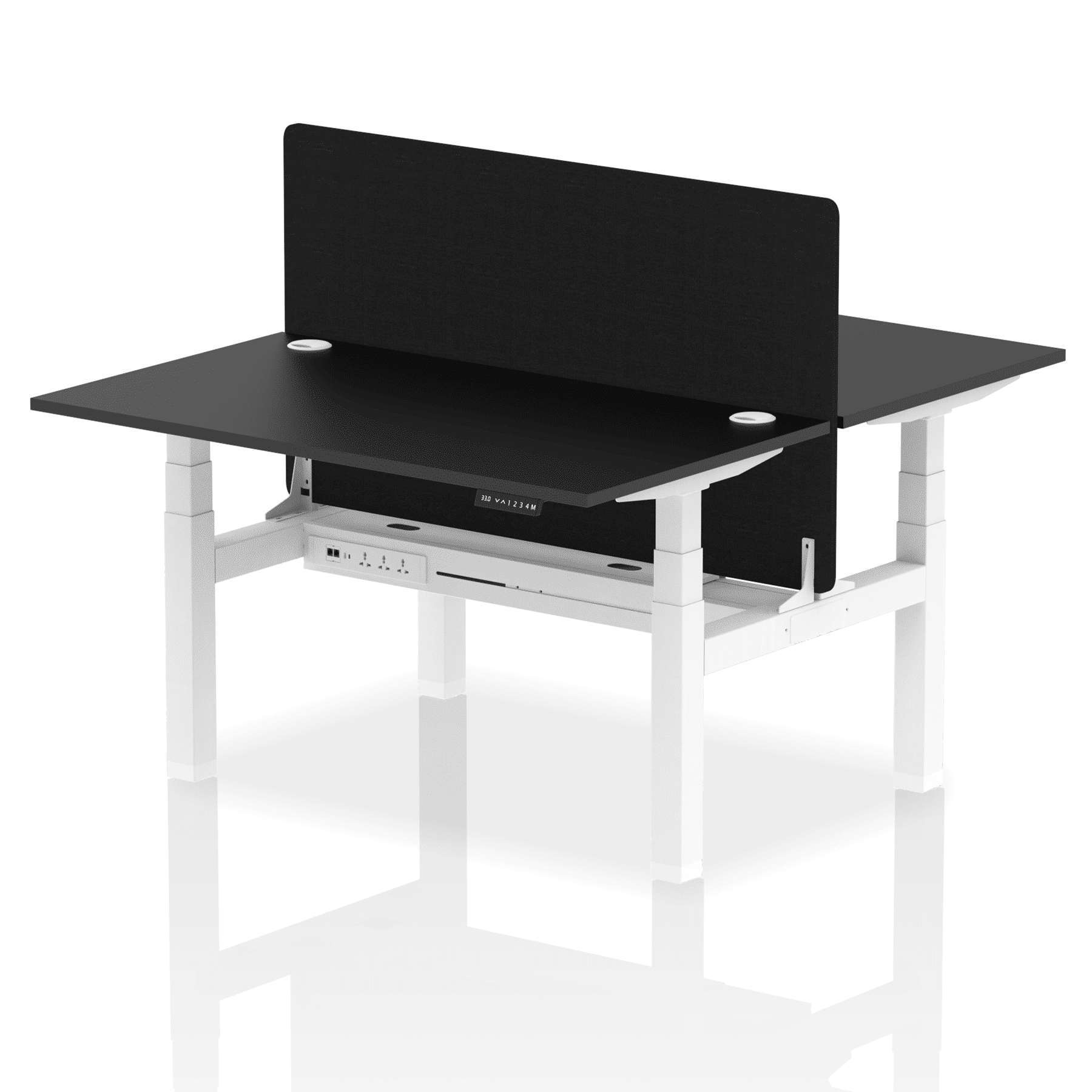 Air Back-to-Back Height Adjustable Bench Desk - 2 Person with Black Straight Screen - Image 78