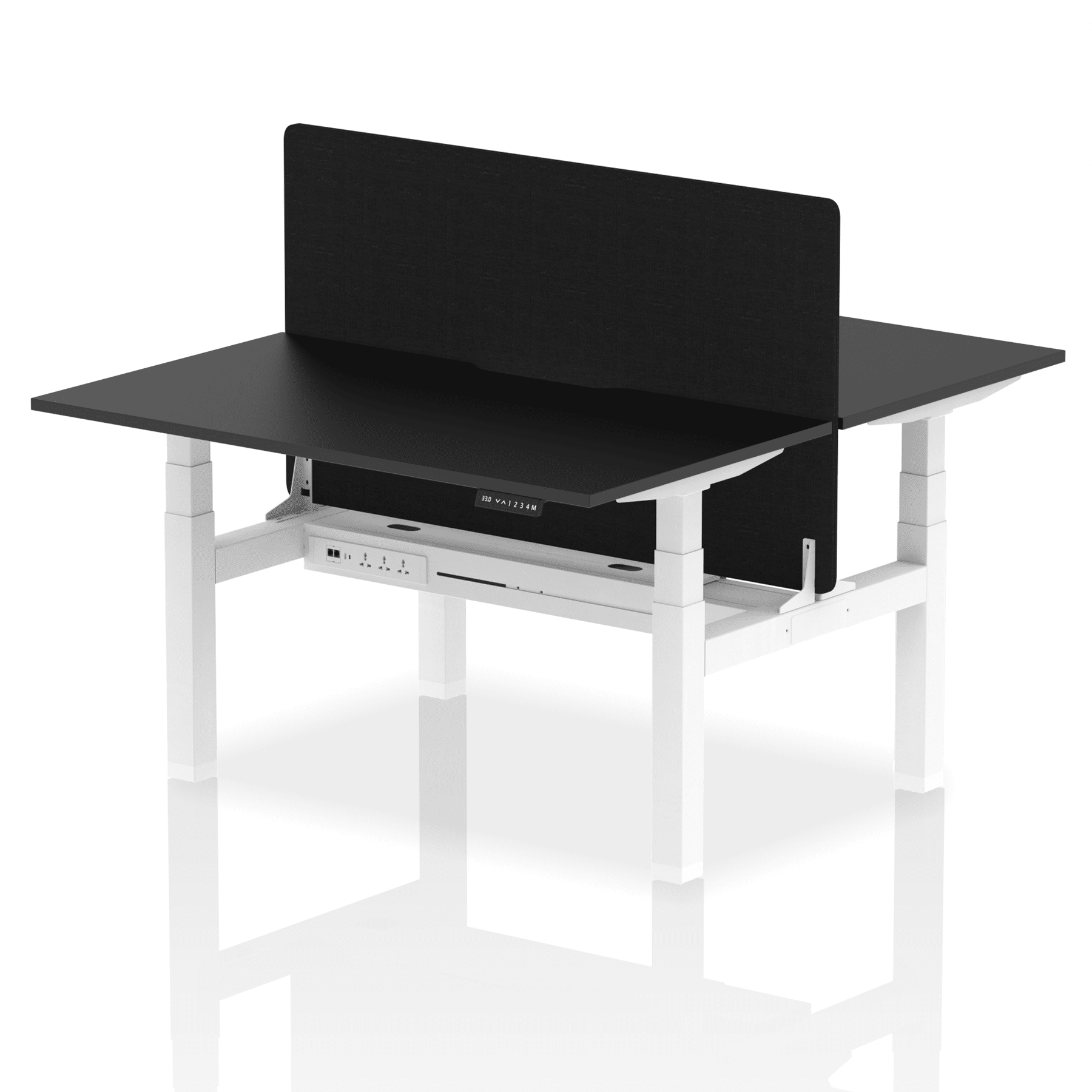 Air Back-to-Back Scalloped Edge Height Adjustable Bench Desk - 2 Person with Black Straight Screen - Image 77