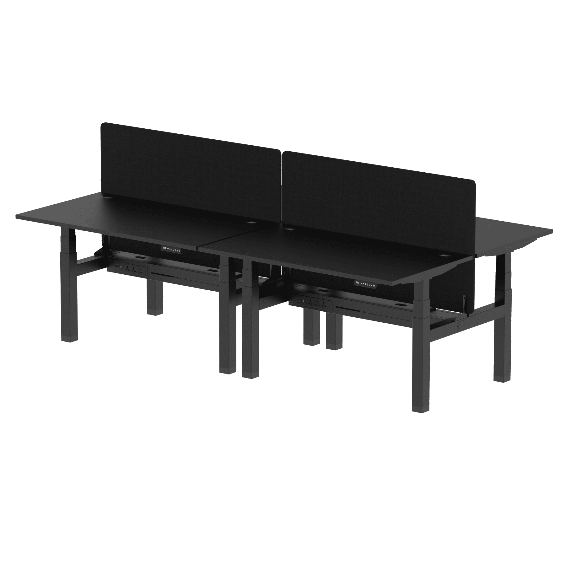 Air Back-to-Back Height Adjustable Bench Desk - 4 Person with Black Straight Screen - Image 76
