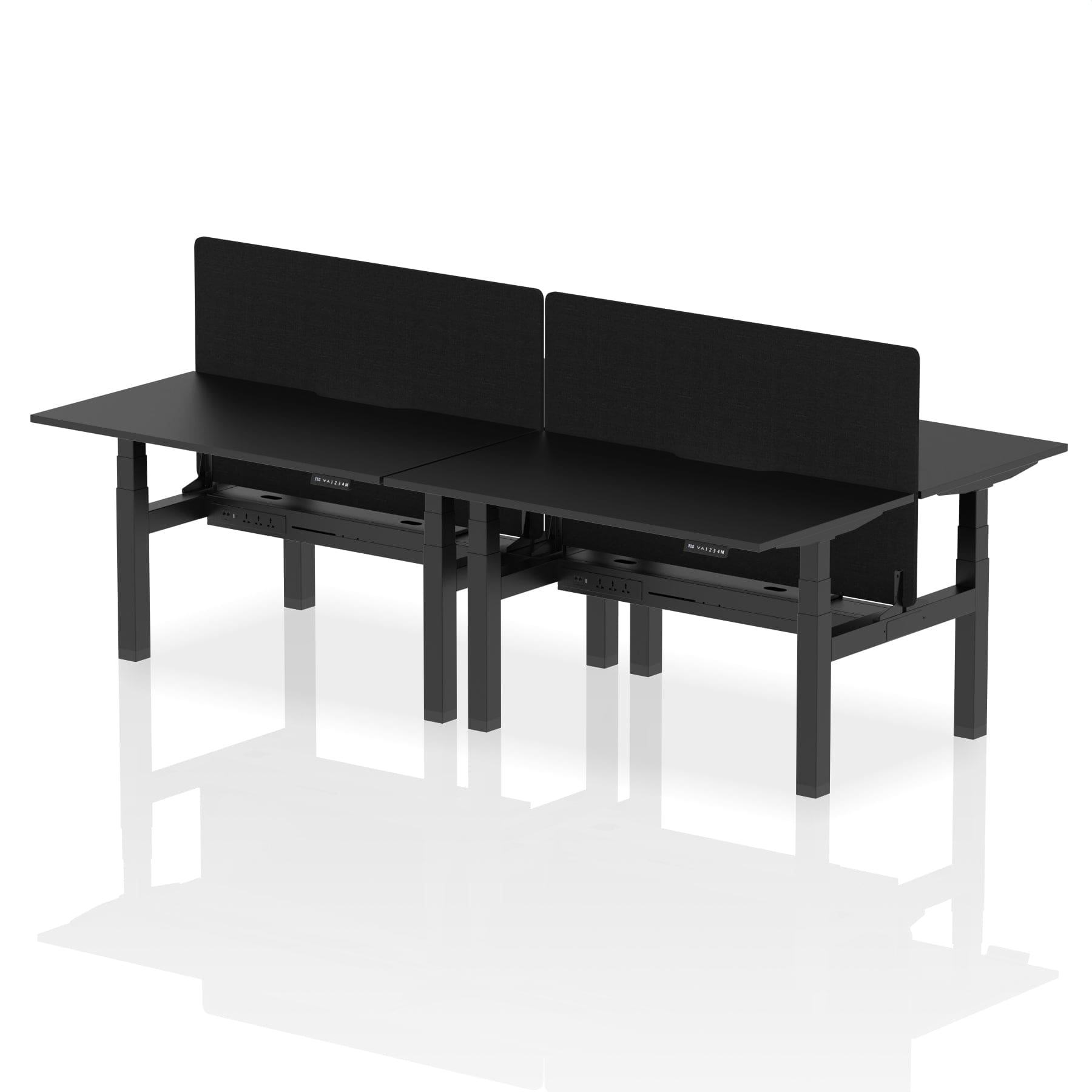 Air Back-to-Back Scalloped Edge Height Adjustable Bench Desk - 4 Person with Black Straight Screen - Image 76