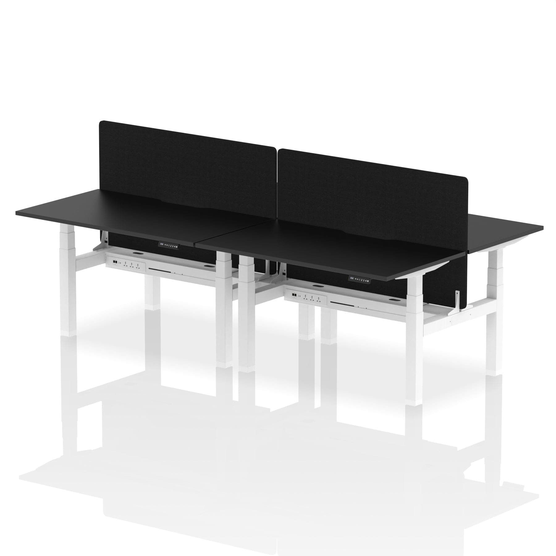 Air Back-to-Back Scalloped Edge Height Adjustable Bench Desk - 4 Person with Black Straight Screen - Image 78
