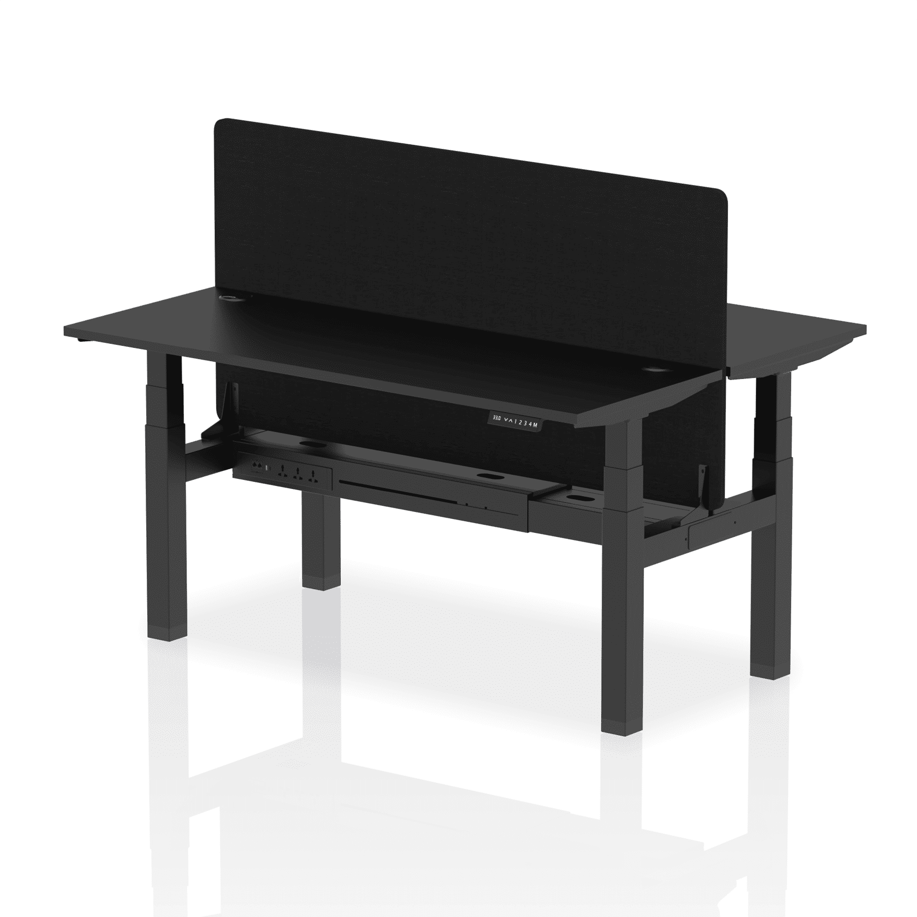Air Back-to-Back Slimline Height Adjustable Bench Desk - 2 Person with Black Straight Screen - Image 79