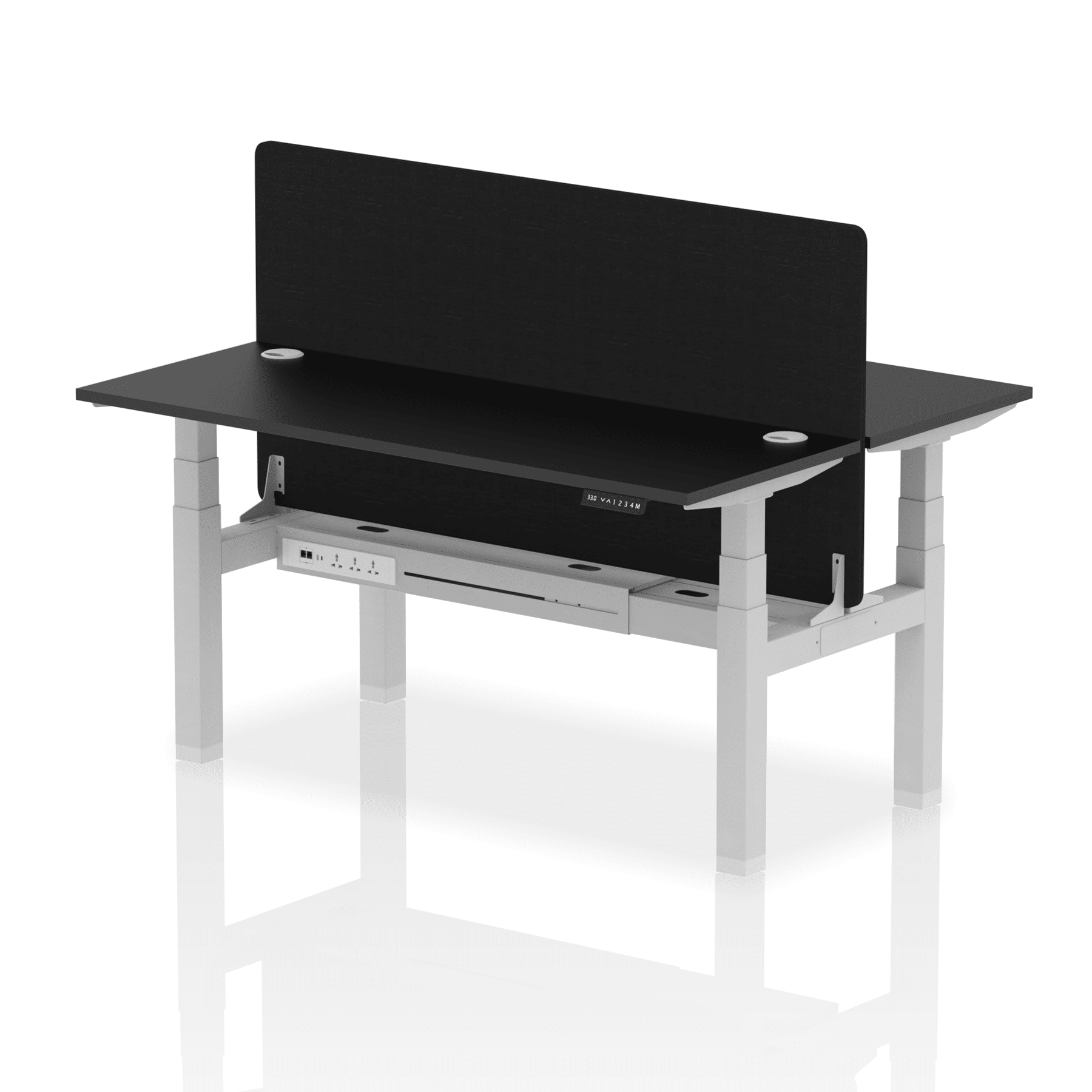Air Back-to-Back Slimline Height Adjustable Bench Desk - 2 Person with Black Straight Screen - Image 80