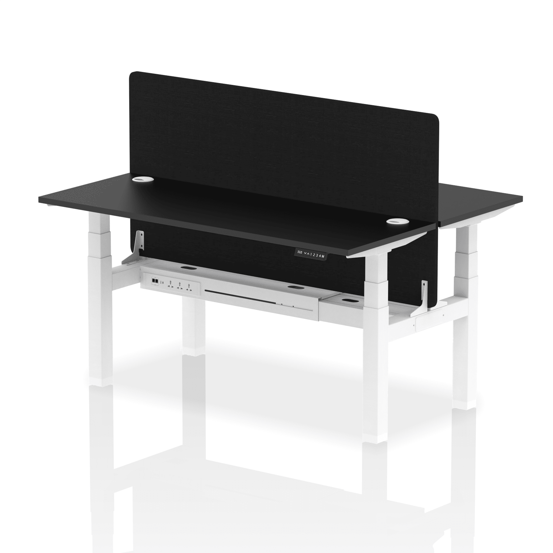 Air Back-to-Back Slimline Height Adjustable Bench Desk - 2 Person with Black Straight Screen - Image 81
