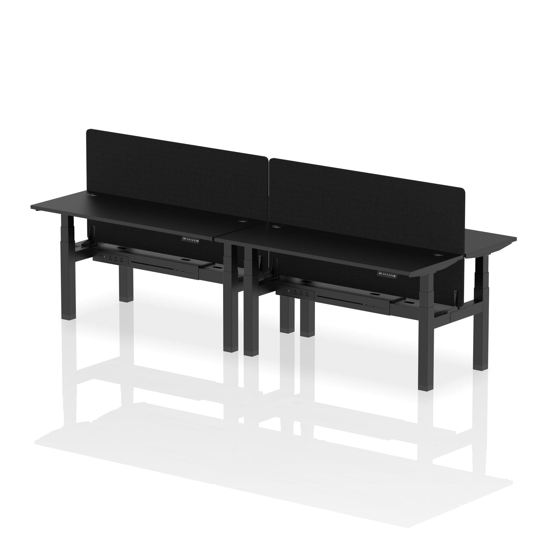 Air Back-to-Back Slimline Height Adjustable Bench Desk - 4 Person with Black Straight Screen - Image 79