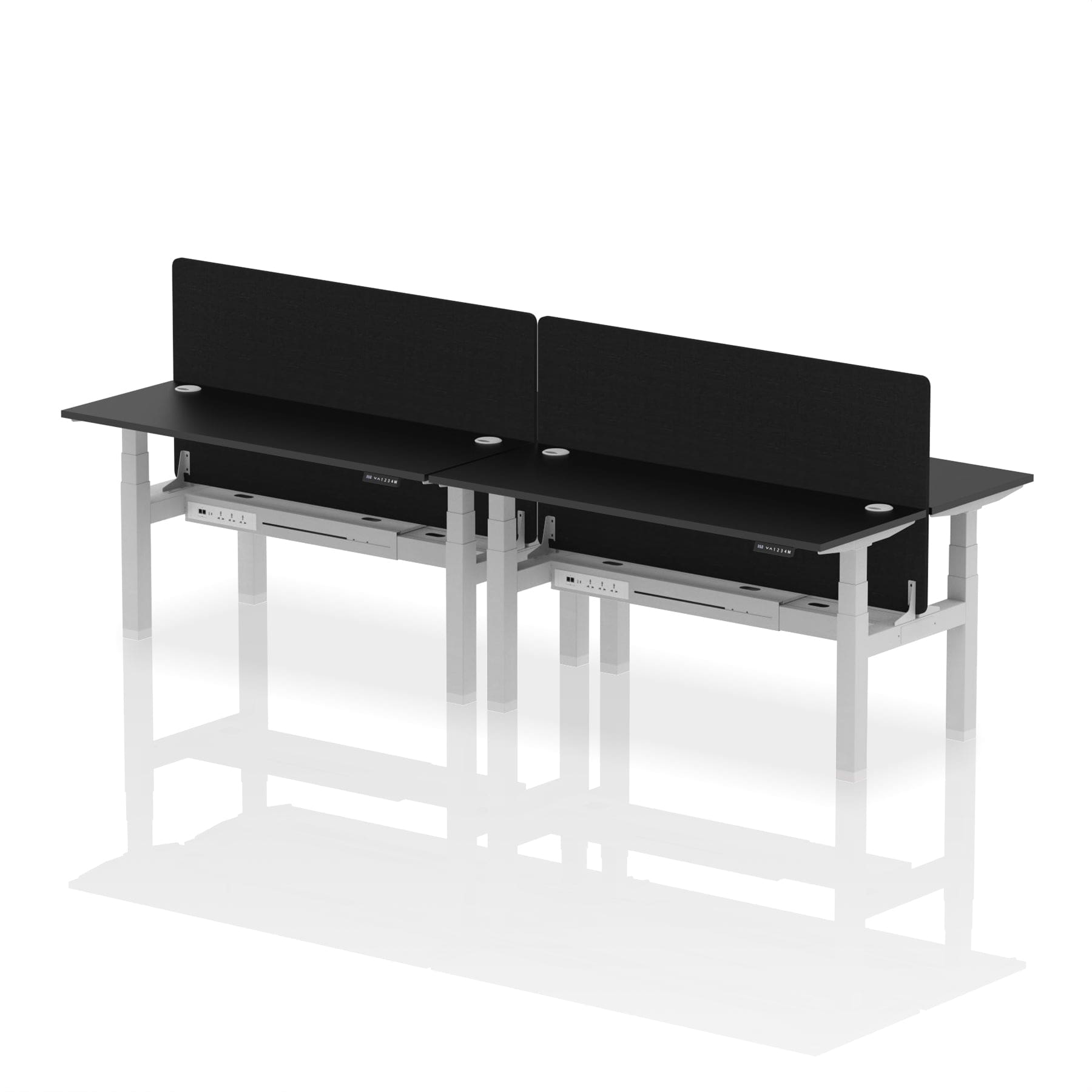 Air Back-to-Back Slimline Height Adjustable Bench Desk - 4 Person with Black Straight Screen - Image 80