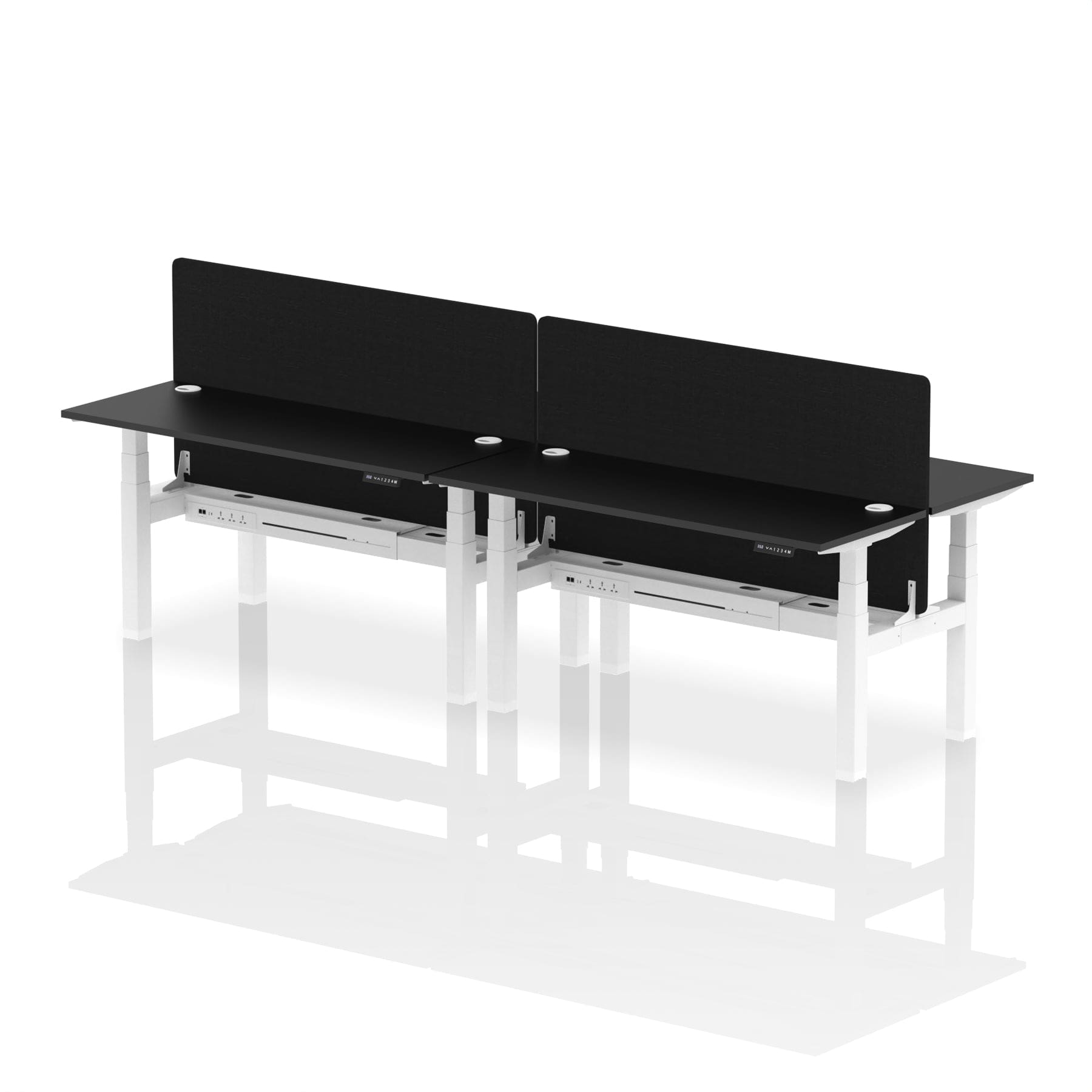 Air Back-to-Back Slimline Height Adjustable Bench Desk - 4 Person with Black Straight Screen - Image 81