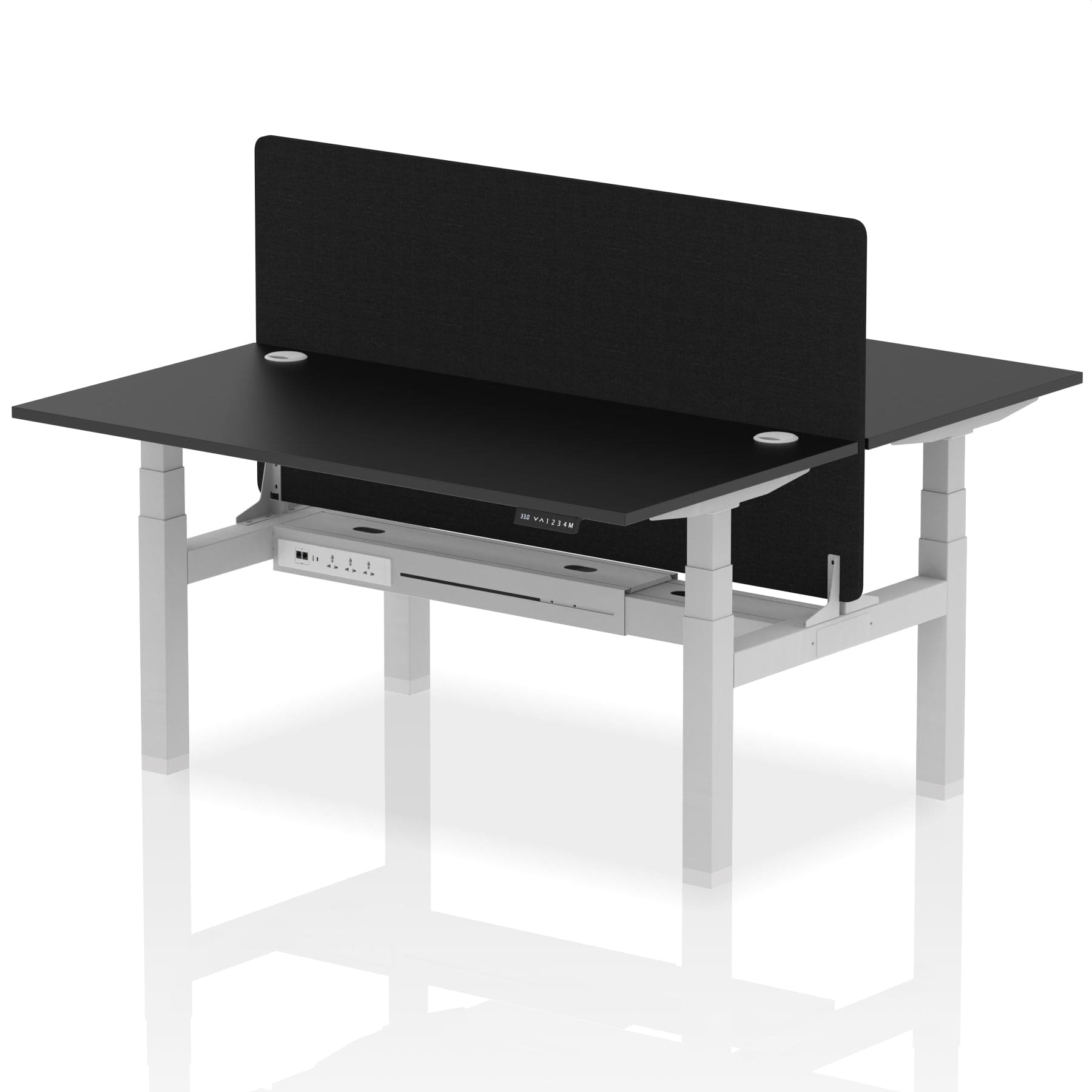 Air Back-to-Back Height Adjustable Bench Desk - 2 Person with Black Straight Screen - Image 80