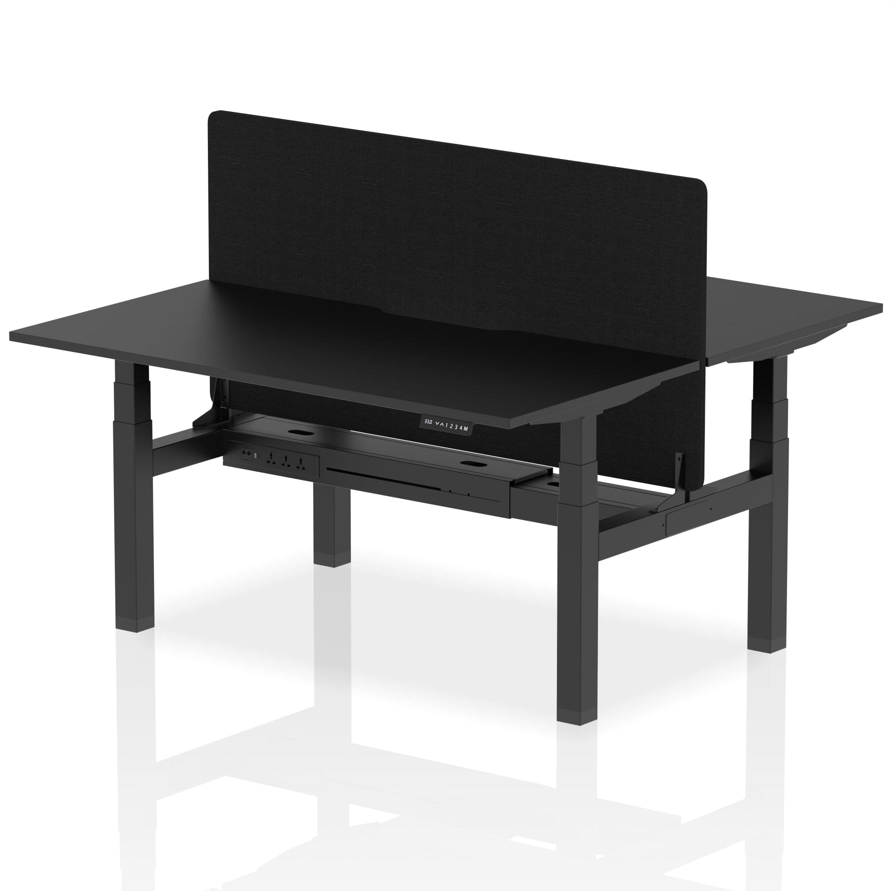 Air Back-to-Back Scalloped Edge Height Adjustable Bench Desk - 2 Person with Black Straight Screen - Image 78