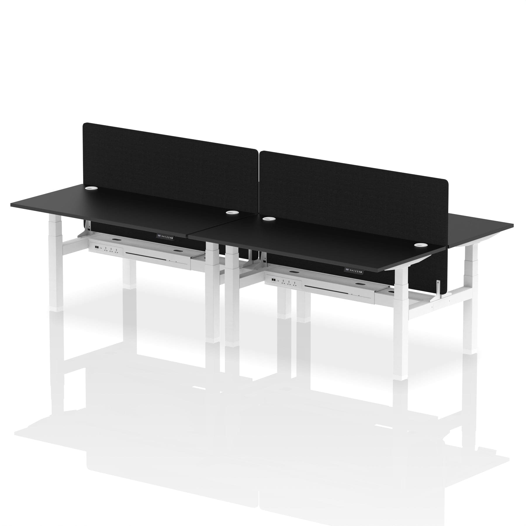 Air Back-to-Back Height Adjustable Bench Desk - 4 Person with Black Straight Screen - Image 81