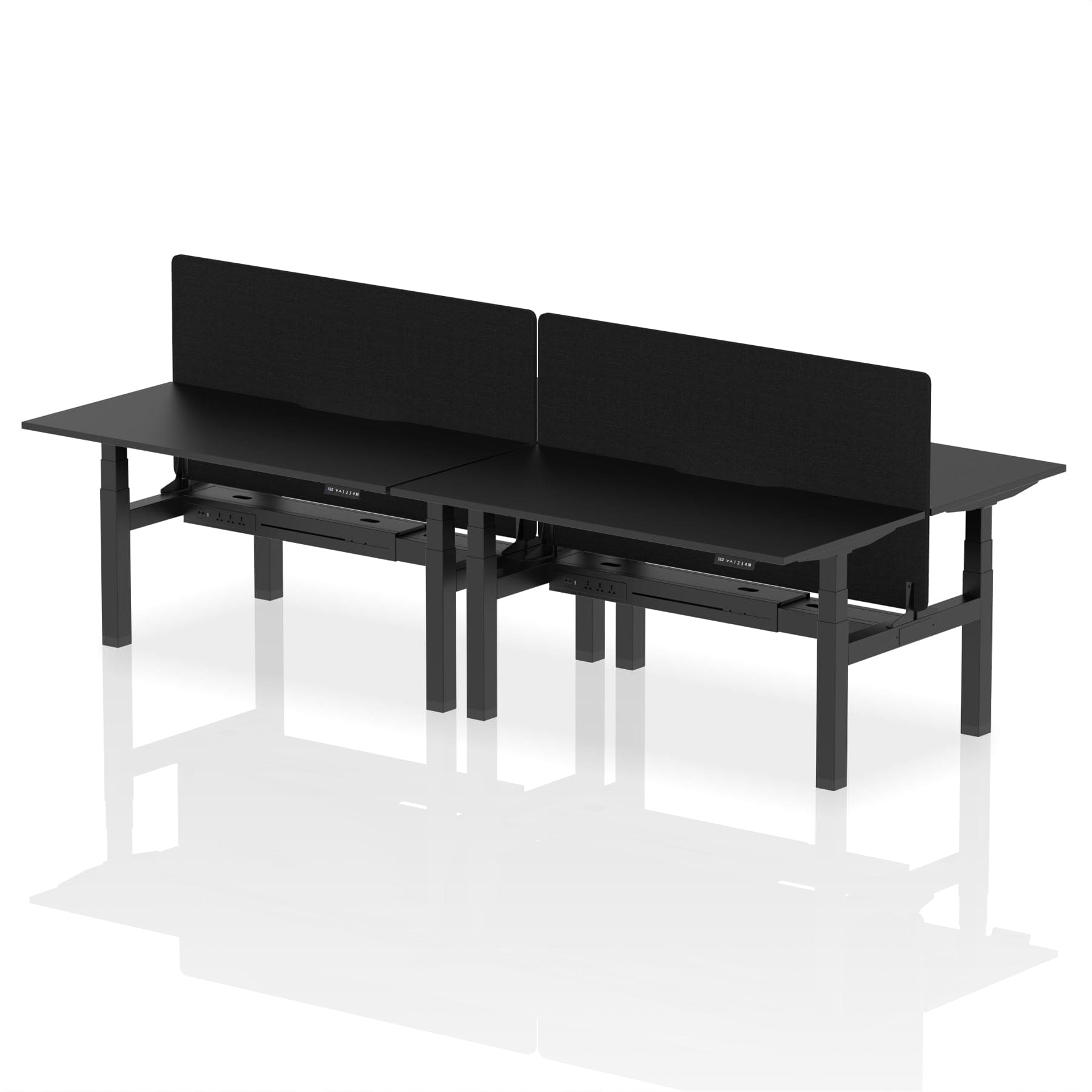 Air Back-to-Back Scalloped Edge Height Adjustable Bench Desk - 4 Person with Black Straight Screen - Image 79