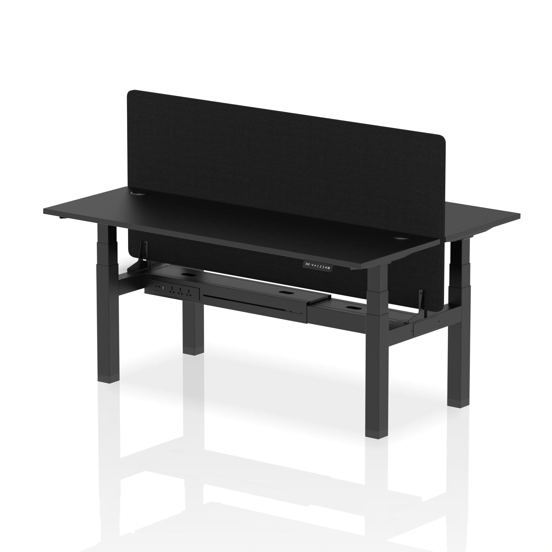 Air Back-to-Back Slimline Height Adjustable Bench Desk - 2 Person with Black Straight Screen - Image 82