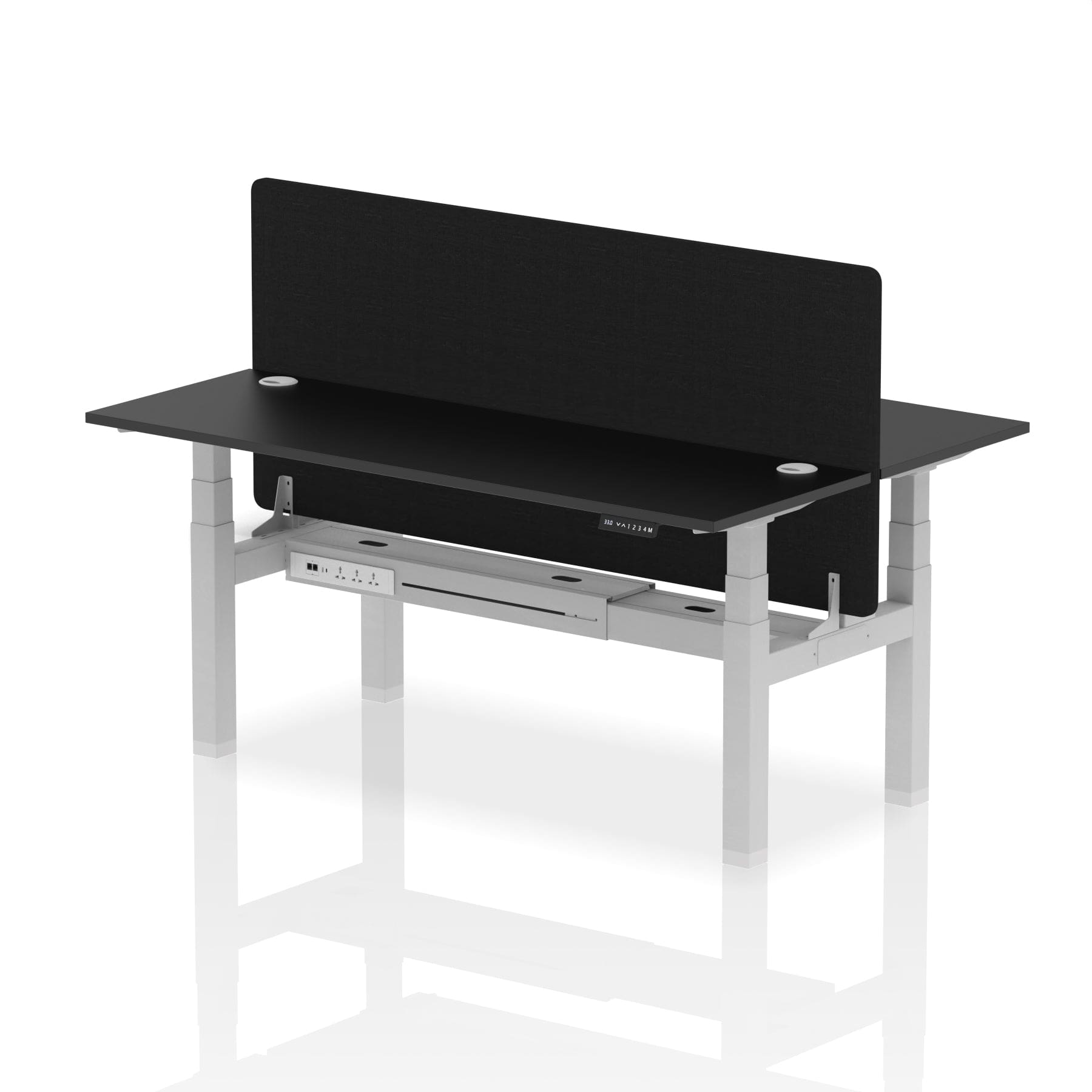 Air Back-to-Back Slimline Height Adjustable Bench Desk - 2 Person with Black Straight Screen - Image 83