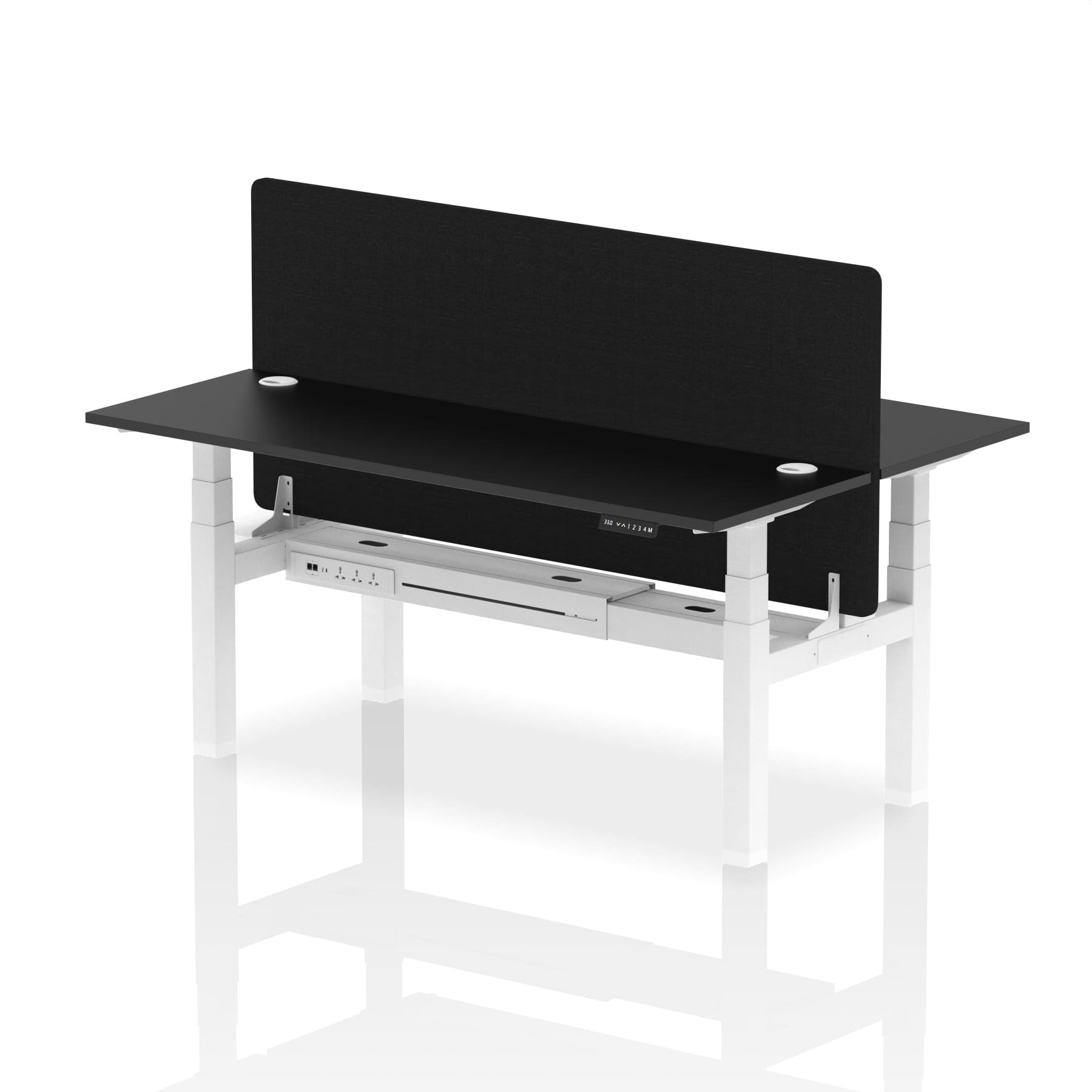 Air Back-to-Back Slimline Height Adjustable Bench Desk - 2 Person with Black Straight Screen - Image 84