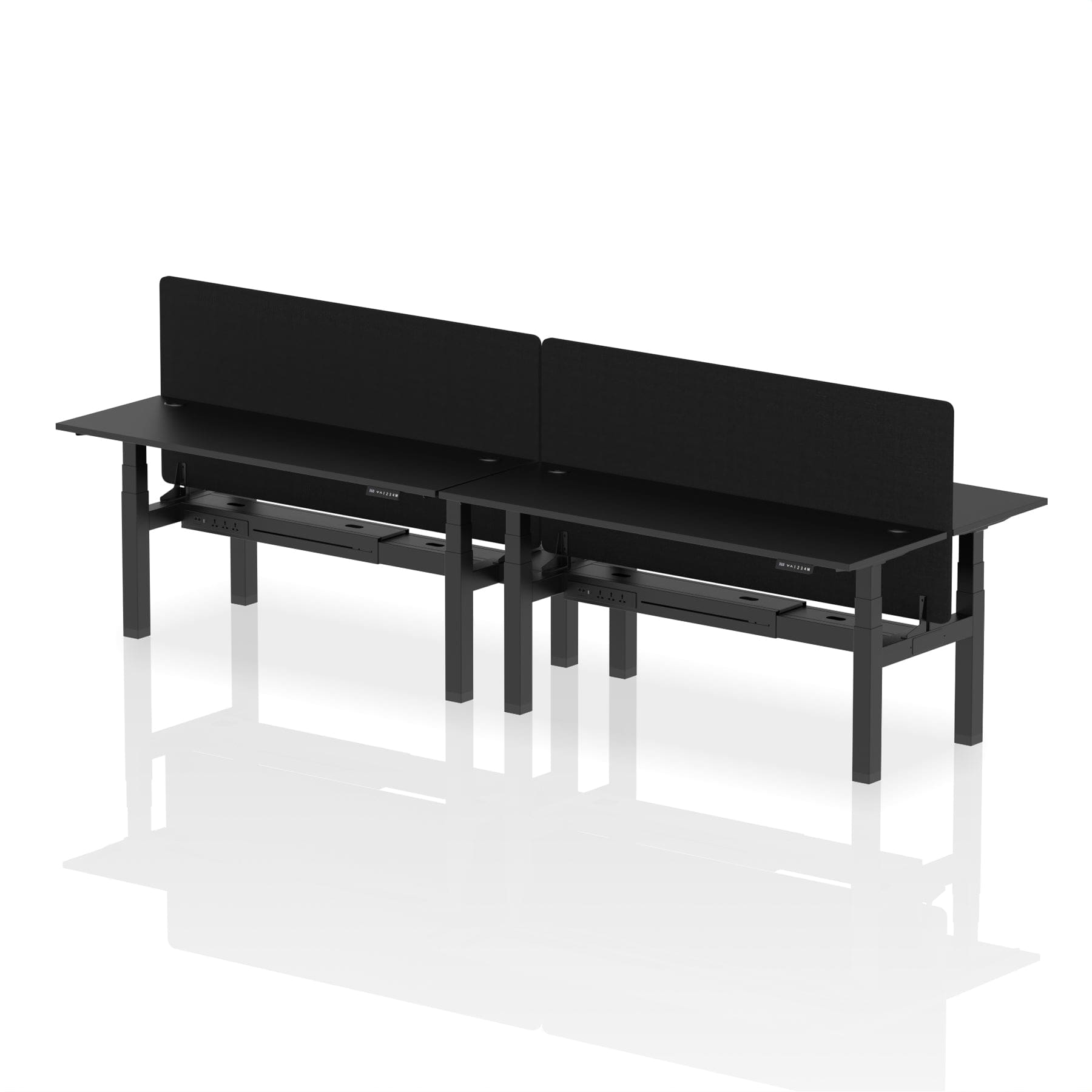 Air Back-to-Back Slimline Height Adjustable Bench Desk - 4 Person with Black Straight Screen - Image 82
