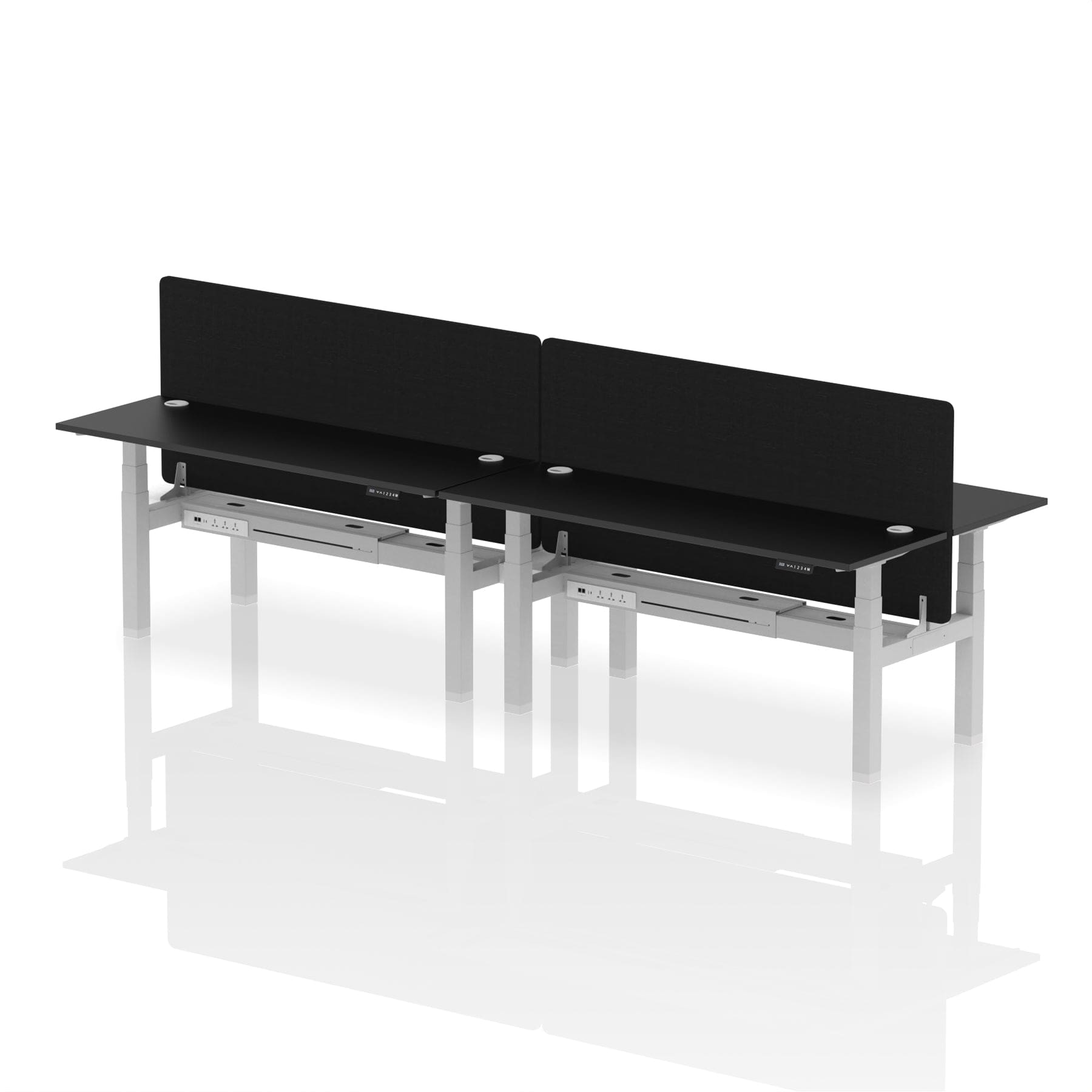 Air Back-to-Back Slimline Height Adjustable Bench Desk - 4 Person with Black Straight Screen - Image 83