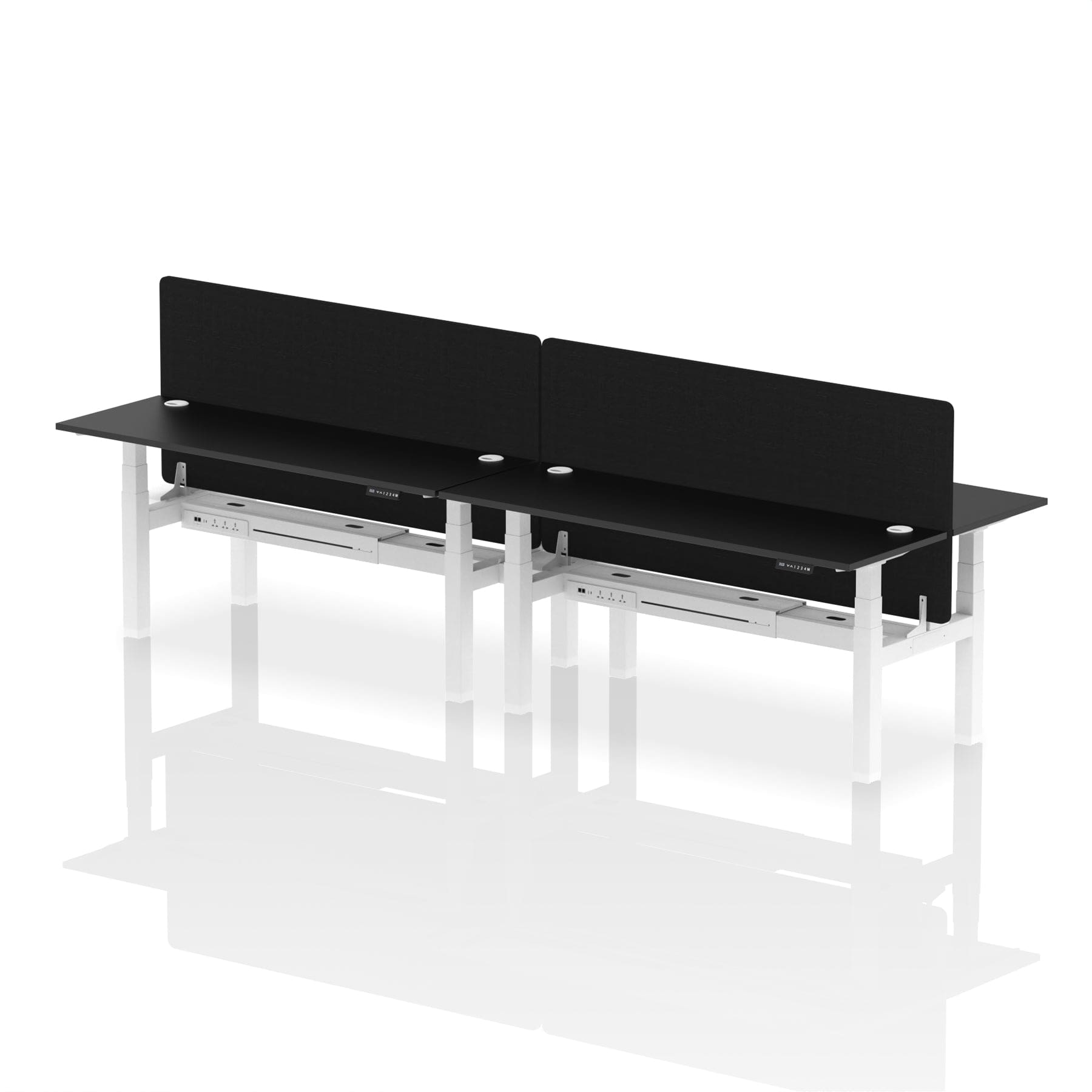 Air Back-to-Back Slimline Height Adjustable Bench Desk - 4 Person with Black Straight Screen - Image 84