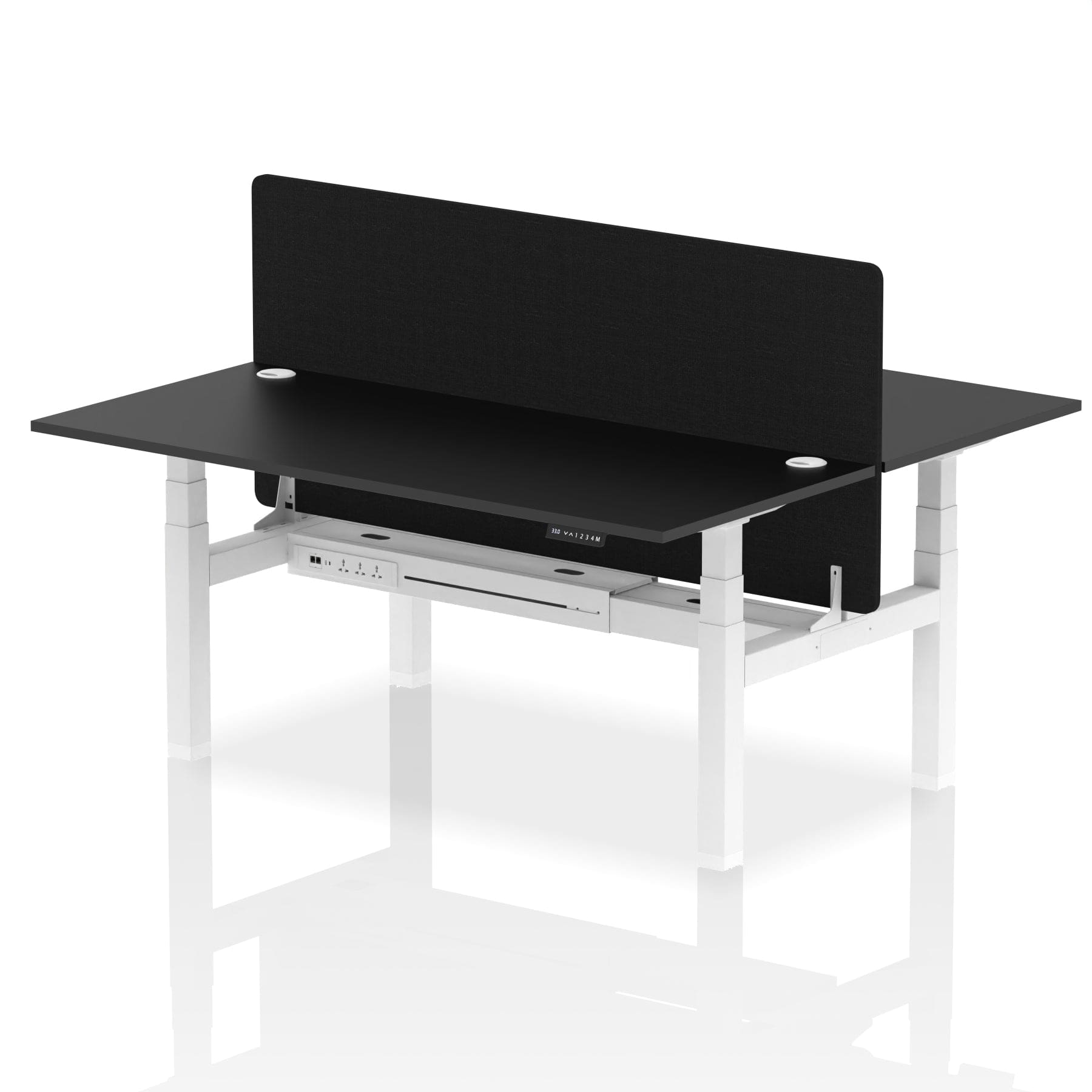 Air Back-to-Back Height Adjustable Bench Desk - 2 Person with Black Straight Screen - Image 84