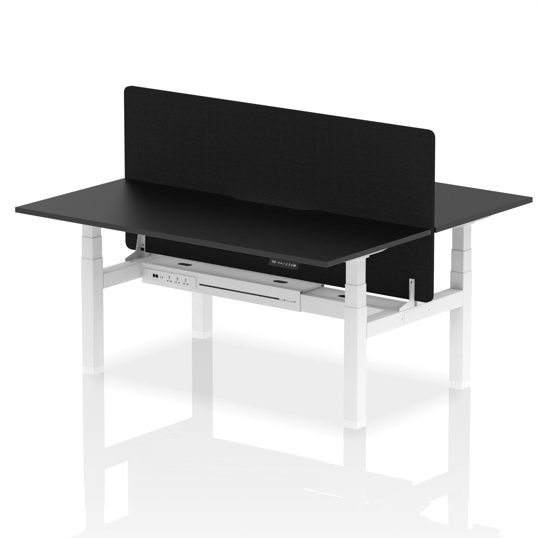 Air Back-to-Back Scalloped Edge Height Adjustable Bench Desk - 2 Person with Black Straight Screen - Image 83