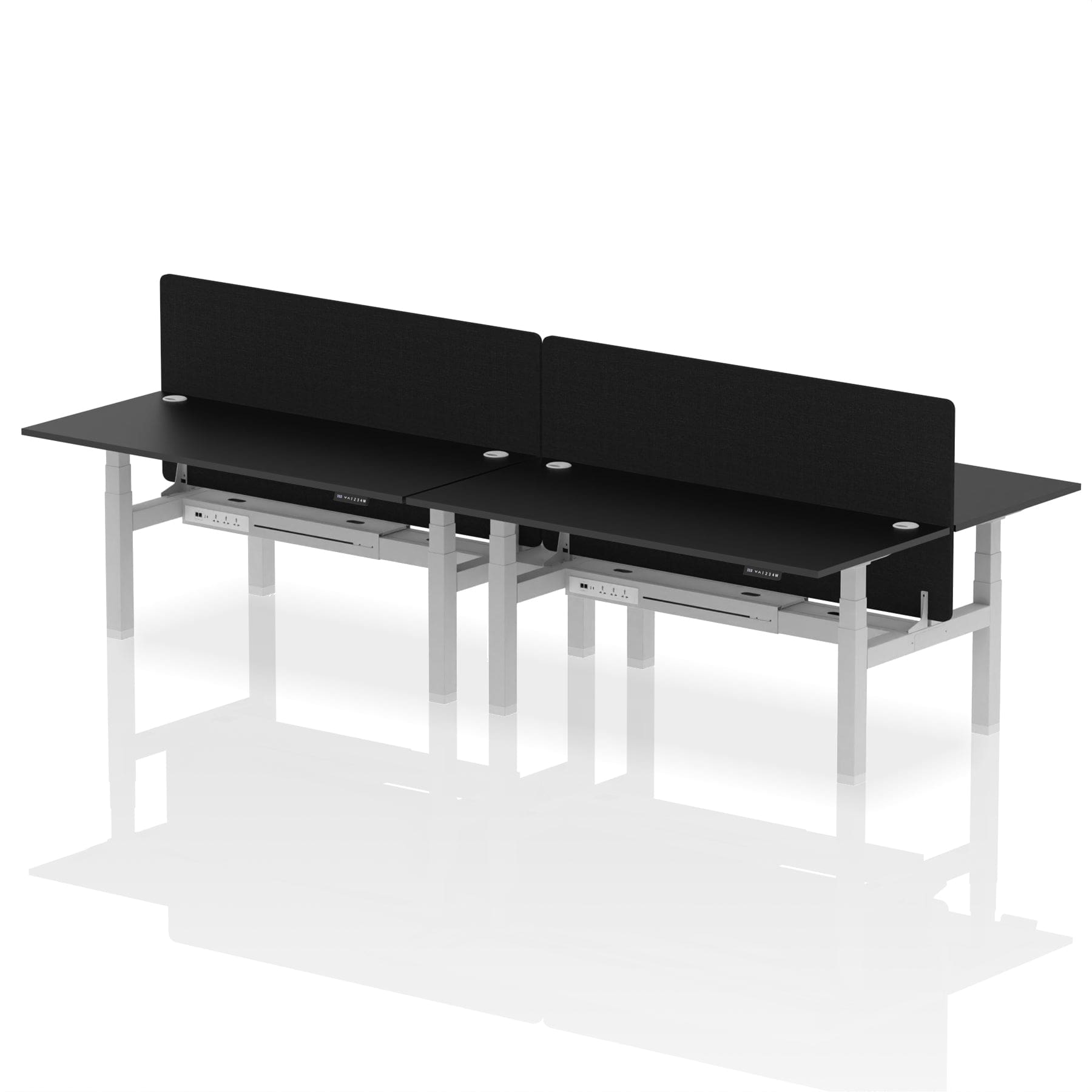 Air Back-to-Back Height Adjustable Bench Desk - 4 Person with Black Straight Screen - Image 83