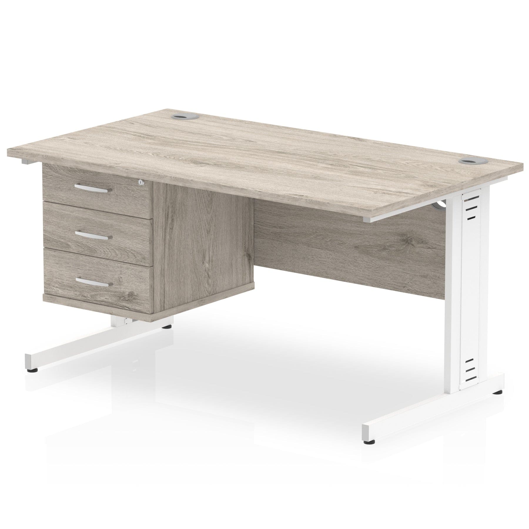 Impulse 1400mm Cable Managed Straight Desk With Single Fixed Pedestal - Image 8