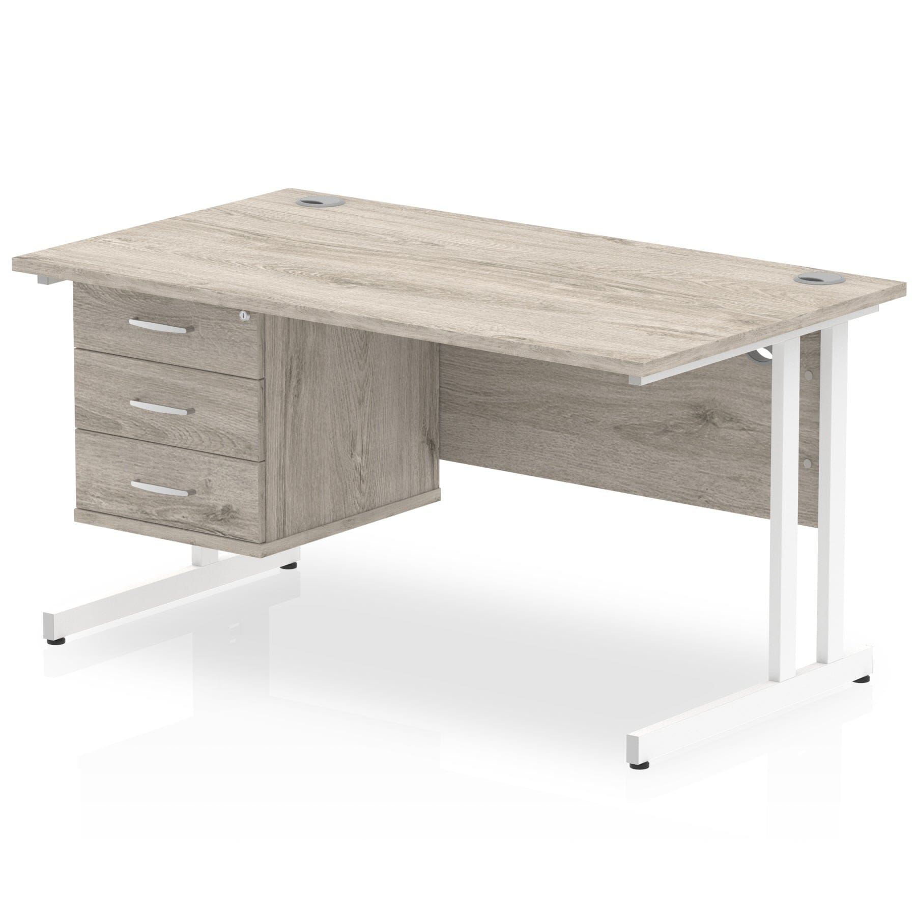 Impulse 1400mm Cantilever Straight Desk With Single Fixed Pedestal - Image 4